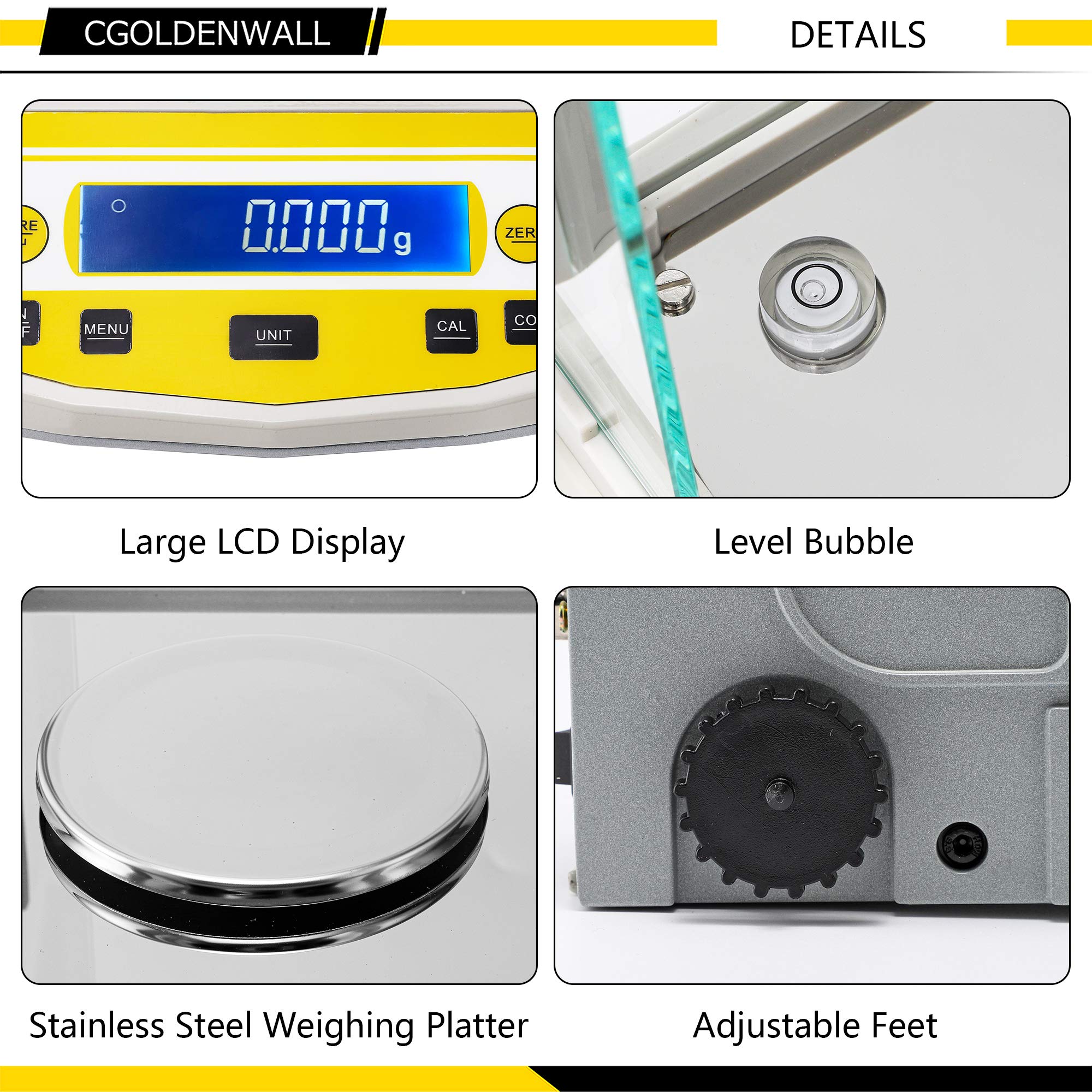 CGOLDENWALL 100g x 0.001g High Precision Digital Analytical Balance - Laboratory Electronic Scale for Pharmacy, Jewelry & Science Experiments | Accurate Weighing for Chemicals, Powders & Small Items
