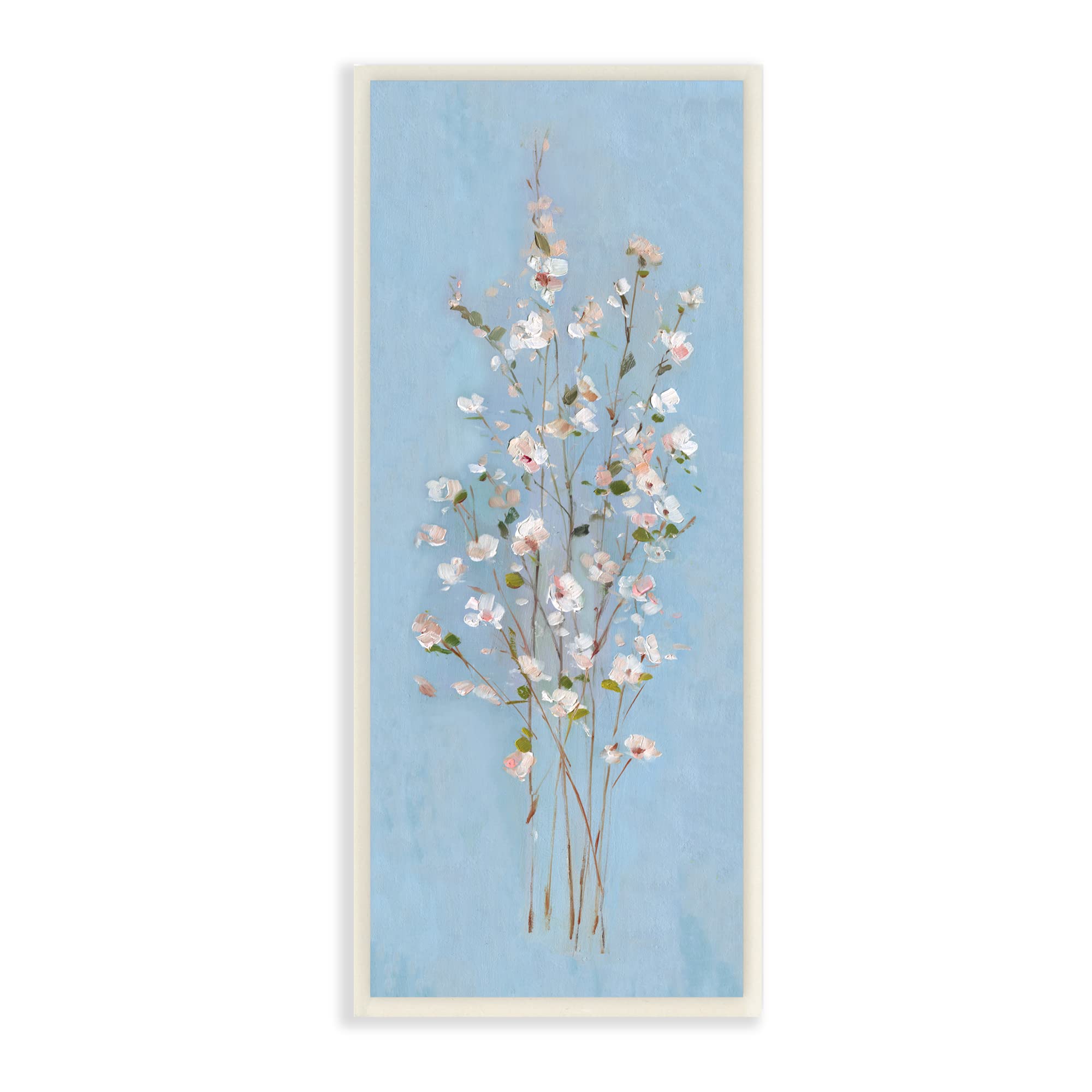 Stupell Industries Simple Botanical Floral Stems Pattern Blue Background Wall Art - Sally Swatland Design - Perfect for Living Room, Bedroom & Office Decor