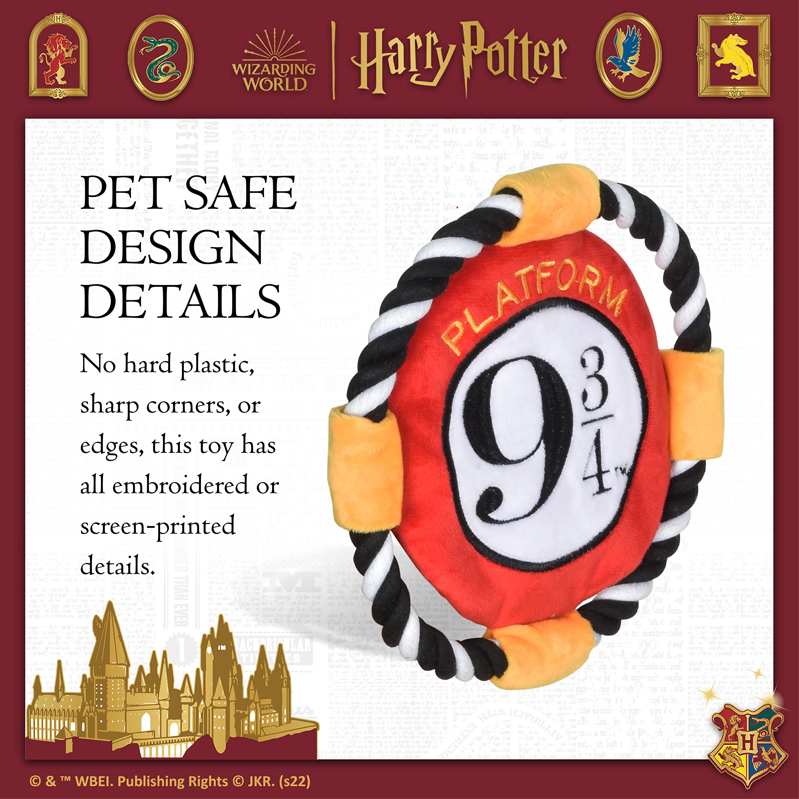 Harry Potter 9 3/4 Platform Themed Dog Frisbee Toy - Durable Rope Flying Disc for Large & Small Dogs - Perfect for Outdoor Play, Fetch Games & Themed Pet Parties