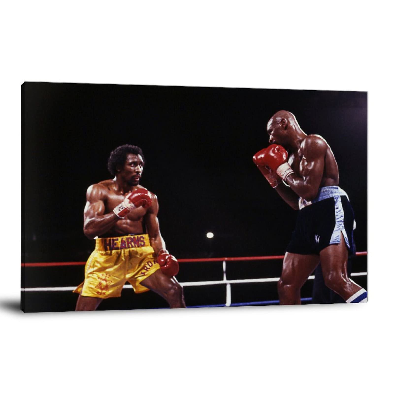XOO Hagler vs Hearns Boxing Fight Poster - Premium Canvas Wall Art Decor (16x24 inches, 40x60cm) - Perfect for Living Room, Bedroom, Game Room & Man Cave Decorations - Ideal Gift for Boxing Fans & Sports Memorabilia Collectors