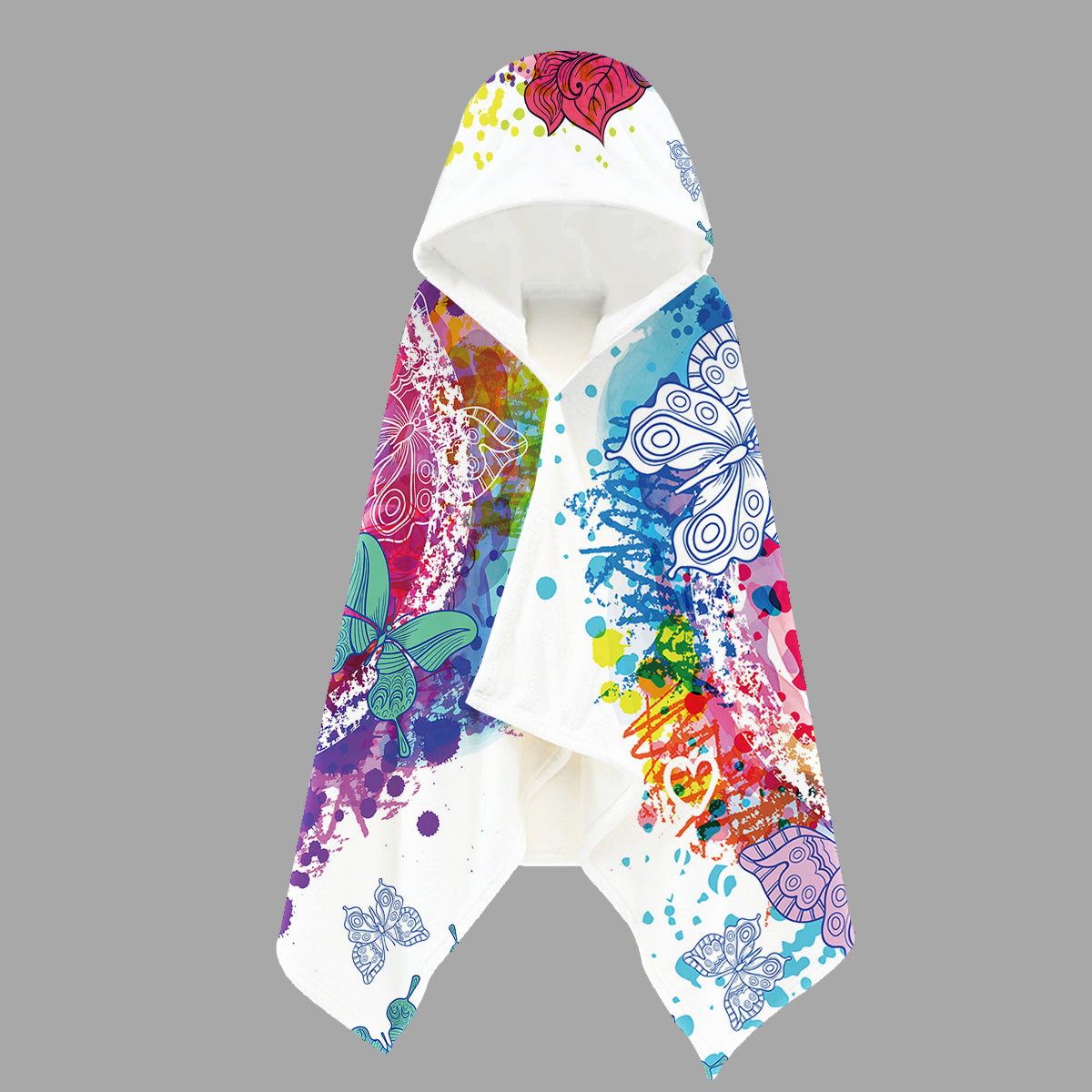 Kids Hooded Beach Towel - Soft & Absorbent for Swimming, Sunbathing & Poolside Fun - Peace on the Beach Design
