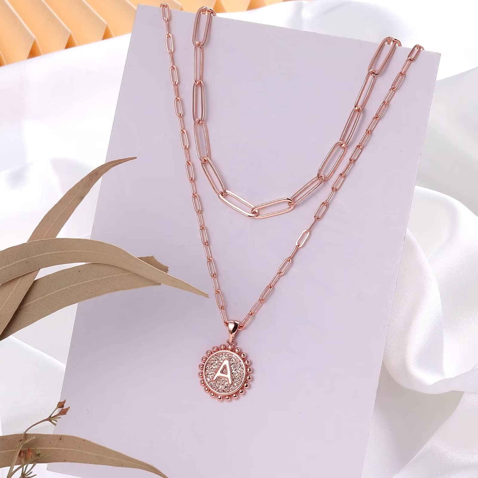 Yoosteel 14K Gold Plated Initial Necklace for Women - Personalized Dainty Paperclip Link Chain Layering Necklace, Easter Basket Stuffers Gift for Her | Perfect for Everyday Wear, Layering & Special Occasions
