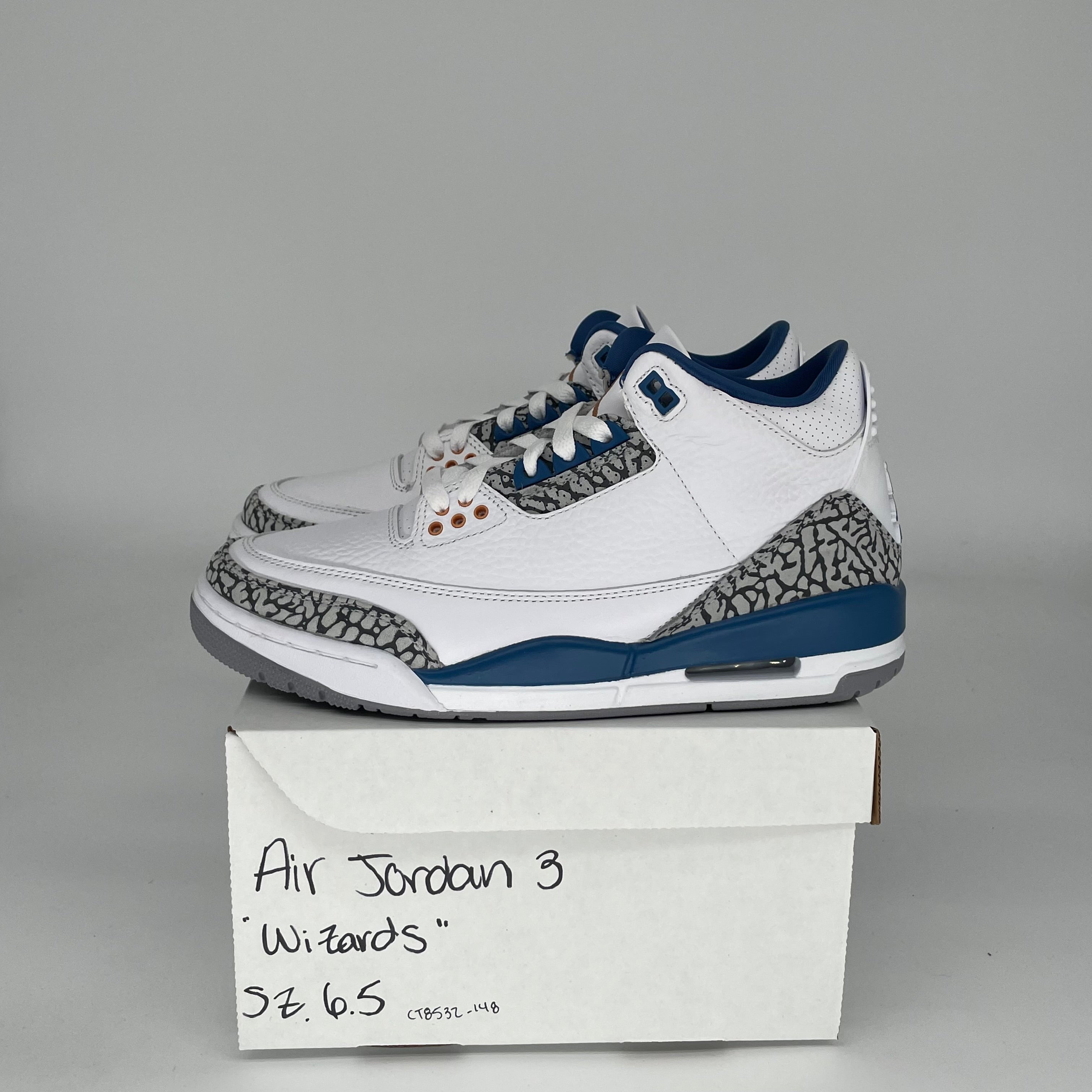 AIR JORDAN 3 WIZARDS Basketball Shoes Men's Size 6.5 (CT8532-148) - Retro Sneakers for Streetwear & Casual Style