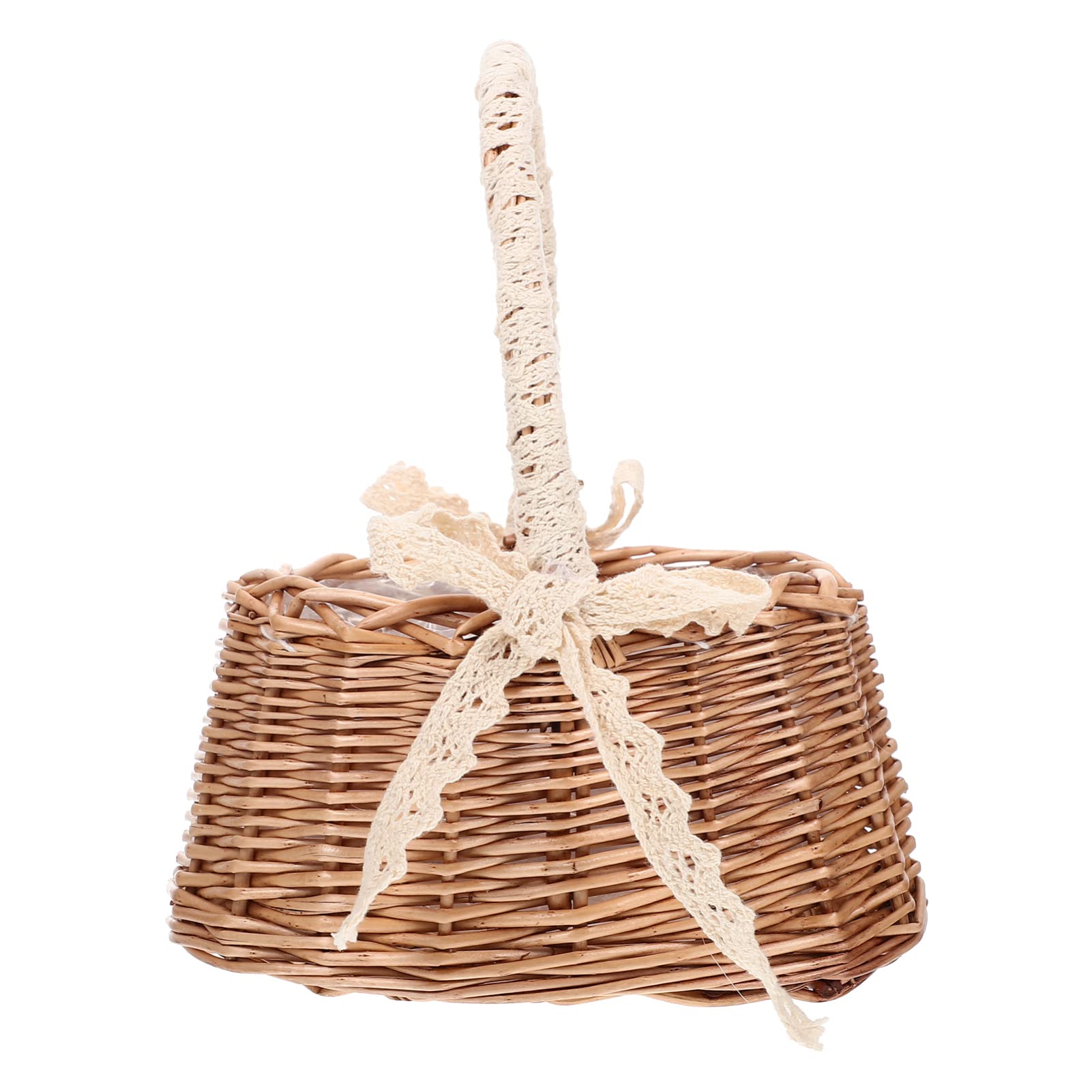Handwoven Wicker Rattan Basket with Handle & Plastic Insert - Easter Egg Candy Basket for Girls, Home Decor, Storage & Organizer | Perfect for Easter Gifts, Party Favors & Room Decoration