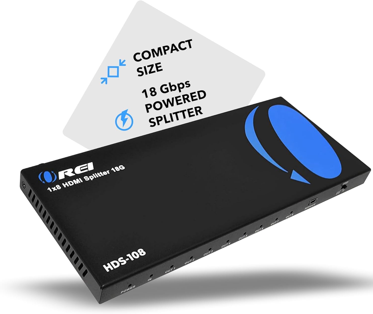 1x8 HDMI Splitter 4K@30Hz Powered - Supports 3D, Full HD 1080P, HDR (HDS 108) - Ideal for Home Theater, Gaming & Multi-Screen Presentations