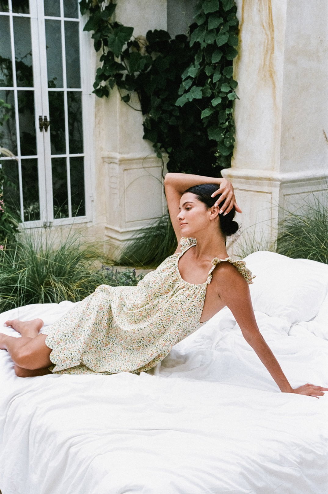 Indah Wing Nightie - Soft Cotton Sleepwear in Floral Green for Women - Perfect for Relaxing at Home or a Cozy Night's Sleep