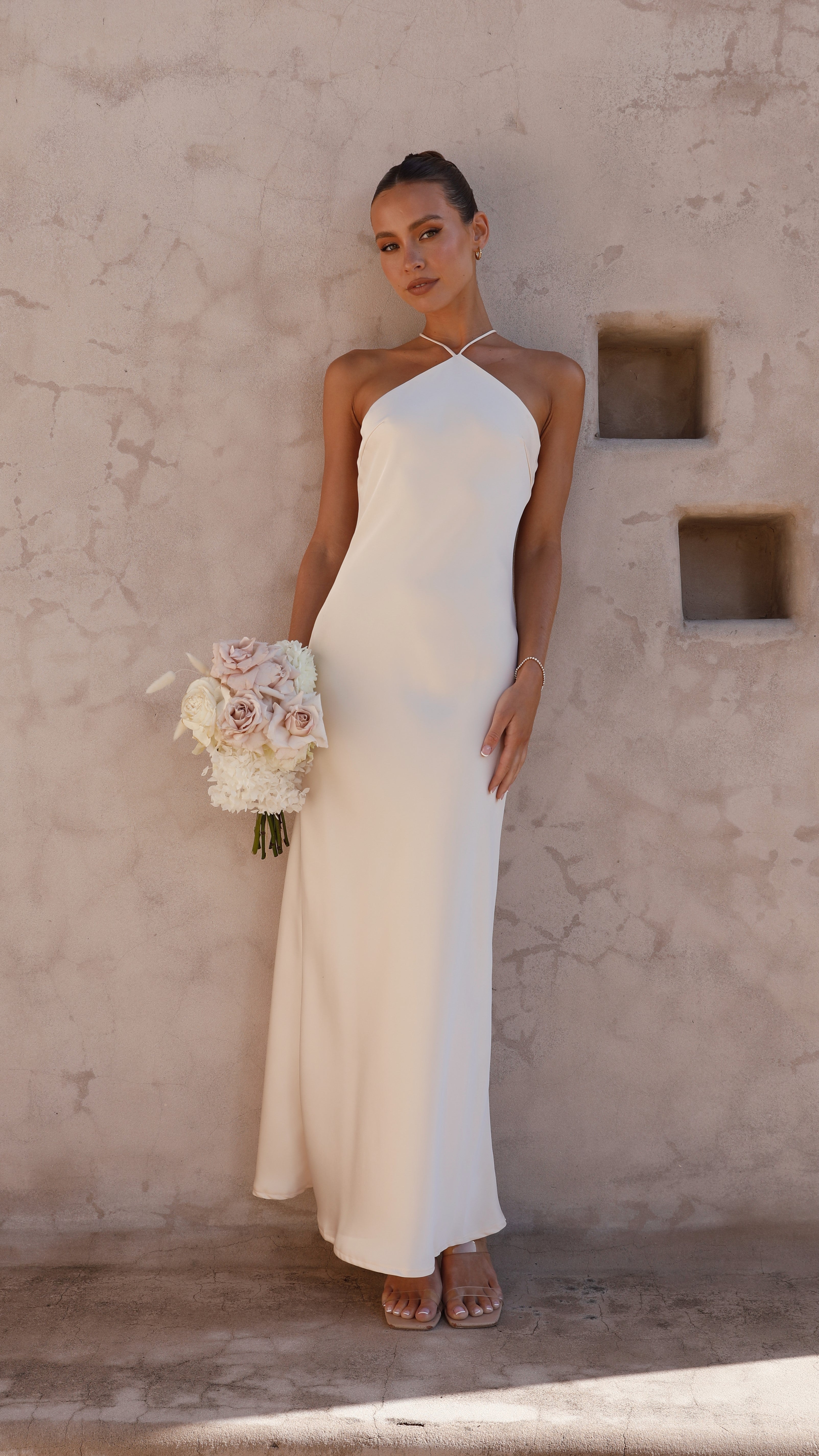 Elegant Chiara Maxi Dress in Champagne - Perfect for Weddings, Parties & Summer Vacations