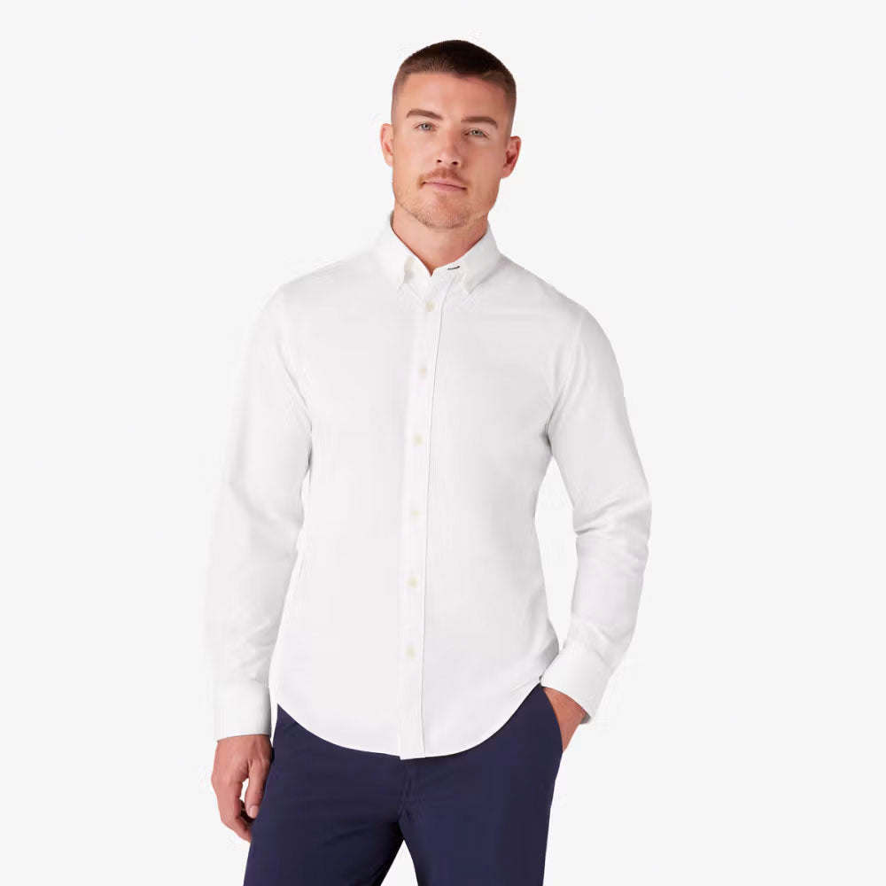 Men's Ellis Oxford No Tuck Shirt - Classic Comfort Dress Shirt for Business & Casual Wear - Perfect for Office, Weddings & Smart Casual Outfits