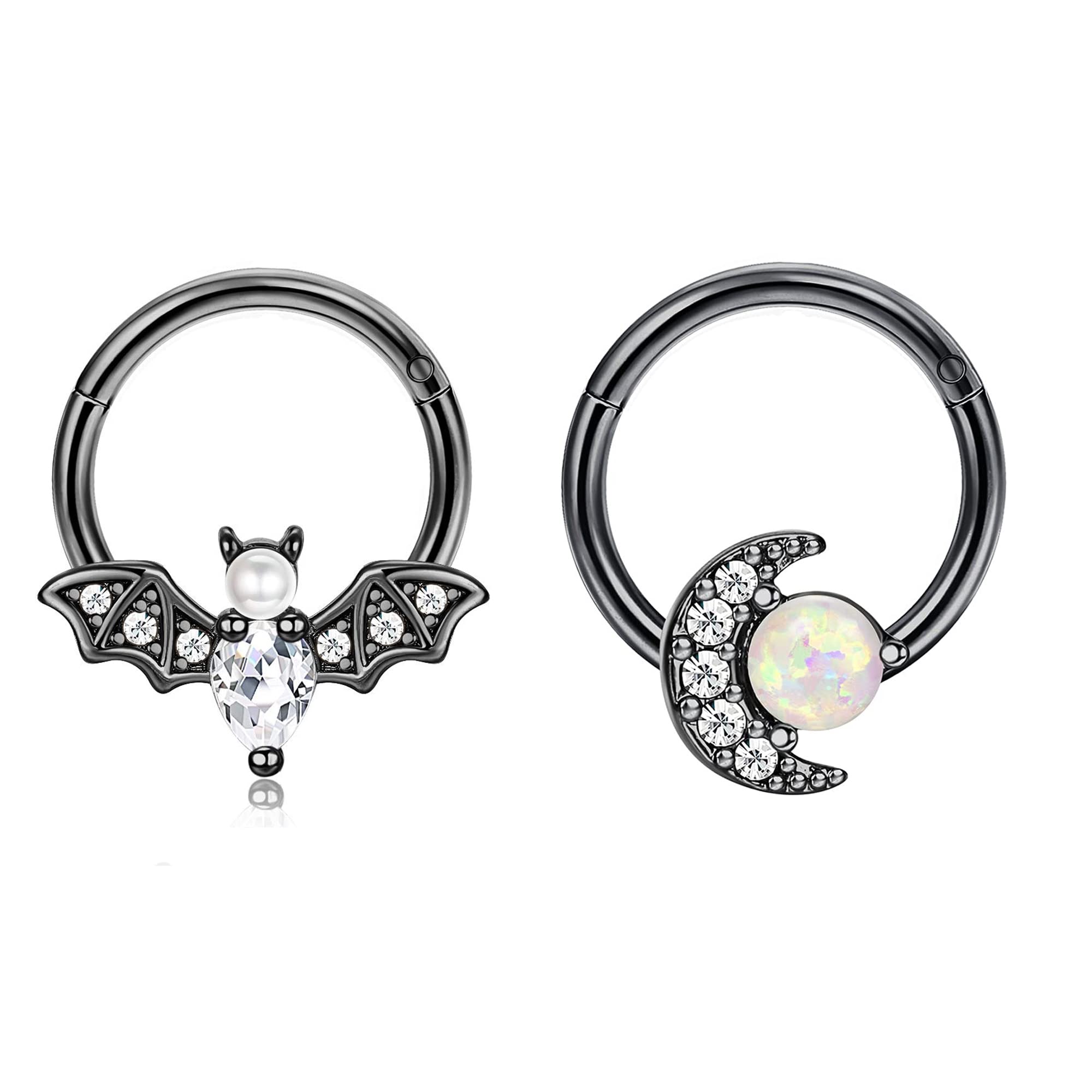 16G Bat & Dragon Claw Septum Rings - Daith, Helix, Tragus & Cartilage Piercing Jewelry for Women & Men | Gothic Body Jewelry for Parties, Concerts & Alternative Fashion
