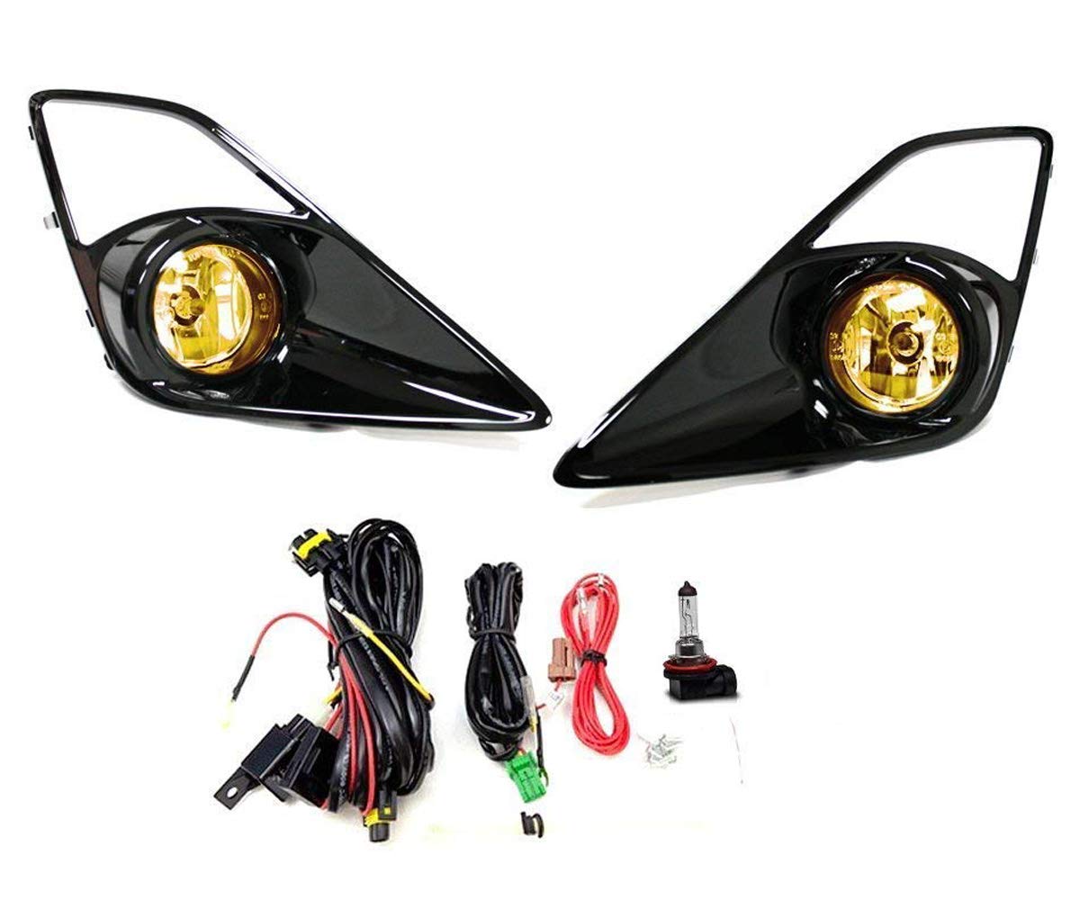 iJDMTOY JDM Style Yellow Lens Fog Light Kit with Fog Lamps, Switch & Gloss Black Bezels for 2013-2016 Scion FR-S | Complete Upgrade for Night Driving & Off-Road Visibility