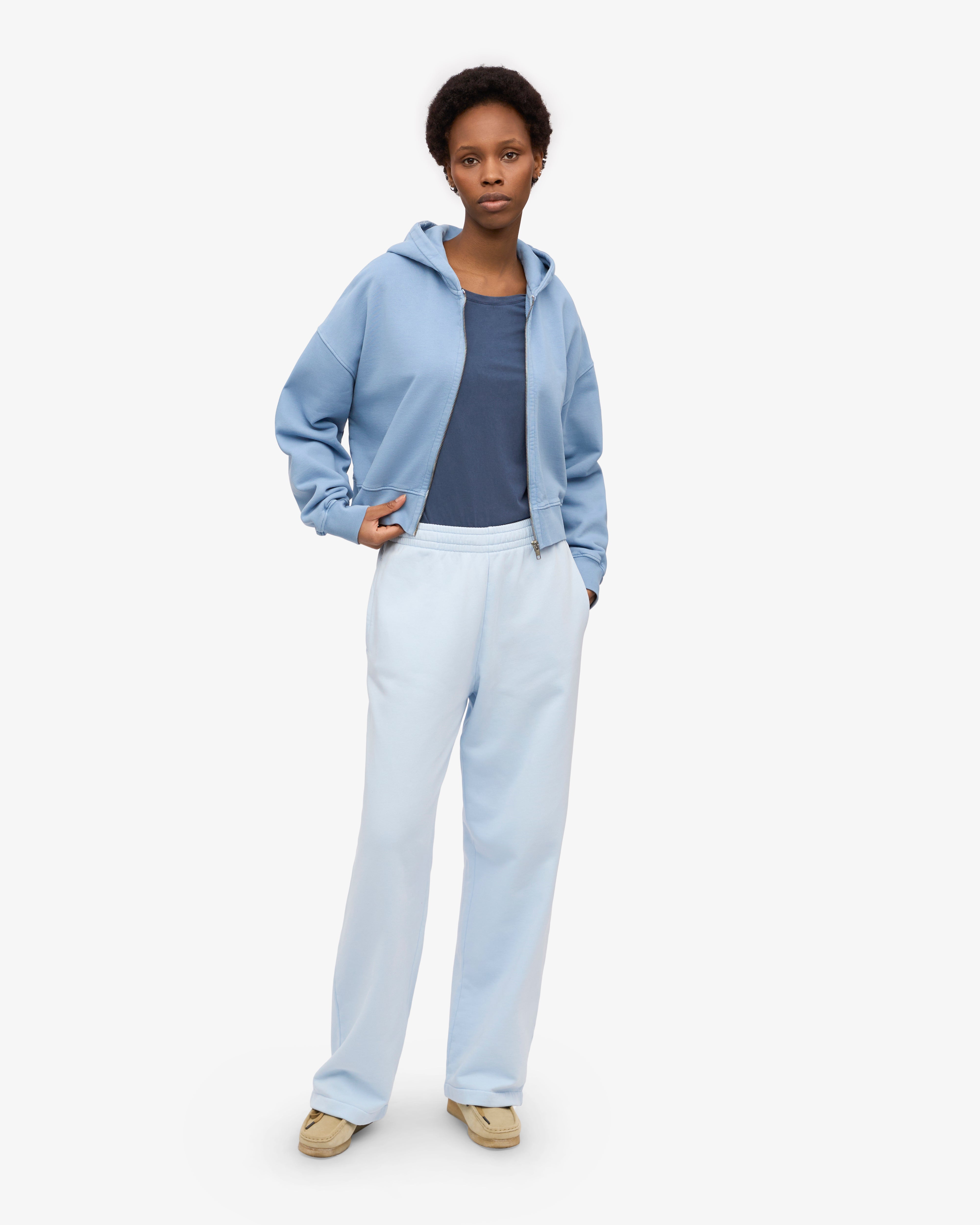 Organic Crop Zip Hoodie for Women - Soft & Comfortable Seaside Blue Pullover | Perfect for Casual Wear, Gym, and Outdoor Activities