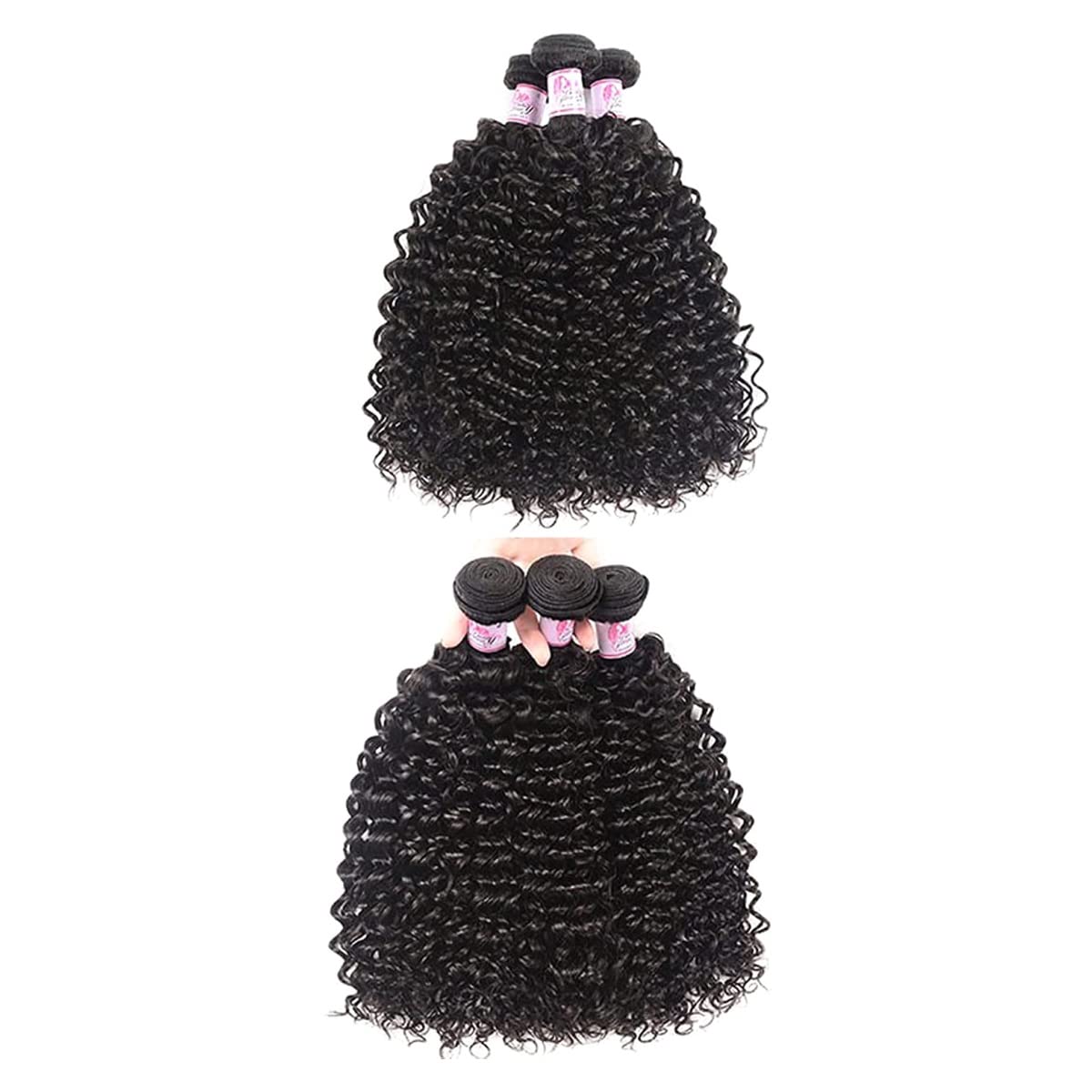 Beauty Forever 18 20 22 Inch Brazilian Virgin Curly Human Hair Weave Extensions - 100% Unprocessed 3 Bundles Natural Color (100±5g) for Stunning Curly Hairstyles & Volume Boost - Perfect for Daily Wear, Parties & Special Occasions
