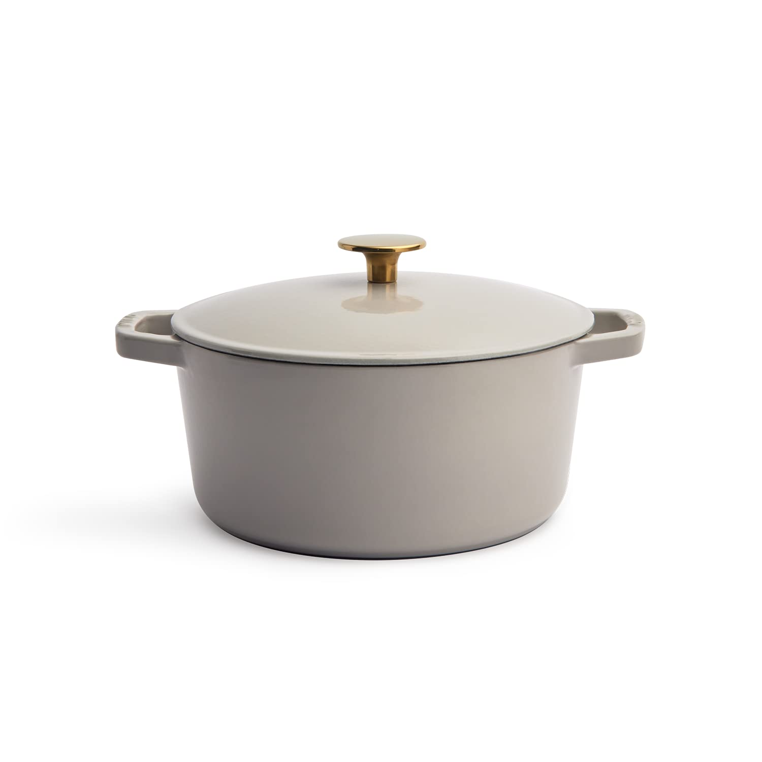 Premium 3.5-Quart Enameled Cast Iron Dutch Oven with Lid - Kana Milo Enamel Coated Casserole Pot | Oven & Dishwasher Safe | Ideal for Braising, Stewing & Baking (Pebble with Gold Knob) | Perfect for Family Dinners & Holiday Cooking