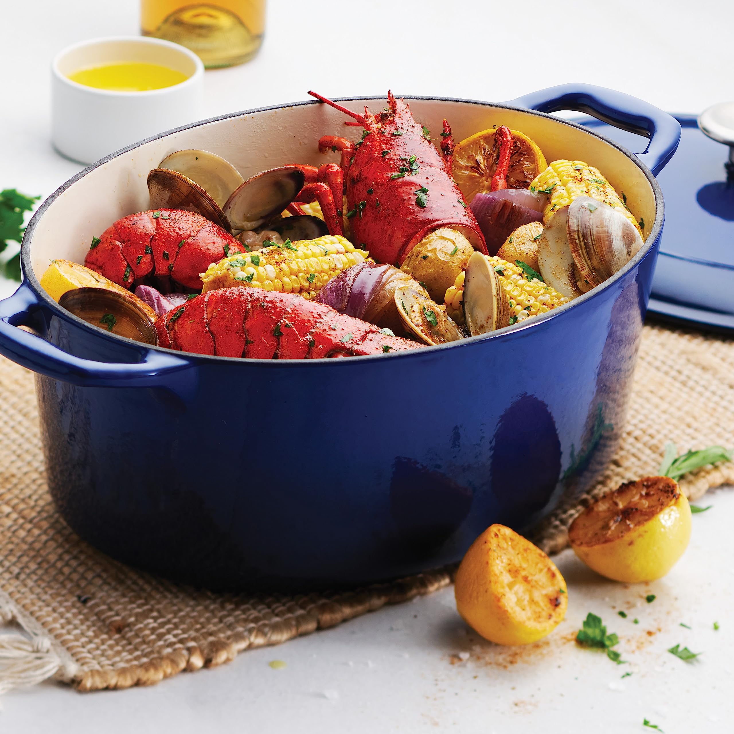 Tramontina 7-Quart Enameled Cast Iron Dutch Oven with Lid - Blue Oval Cookware for Baking, Roasting & Slow Cooking - Perfect for Soups, Stews & Bread Making