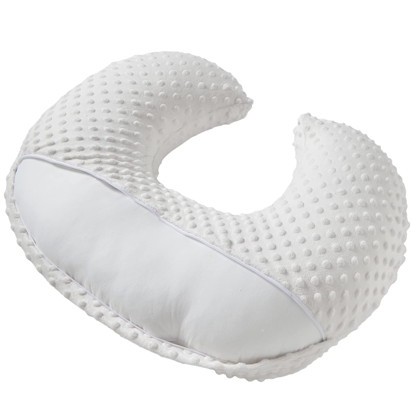 **Soft Minky Dots Nursing Pillow Cover - Plush, Breathable Breastfeeding Pillow Slipcover - Fits Most Nursing Pillows - Ultra Soft Baby Positioner for Boys & Girls (Bright White) - Perfect for Nursing, Bottle Feeding & Tummy Time**