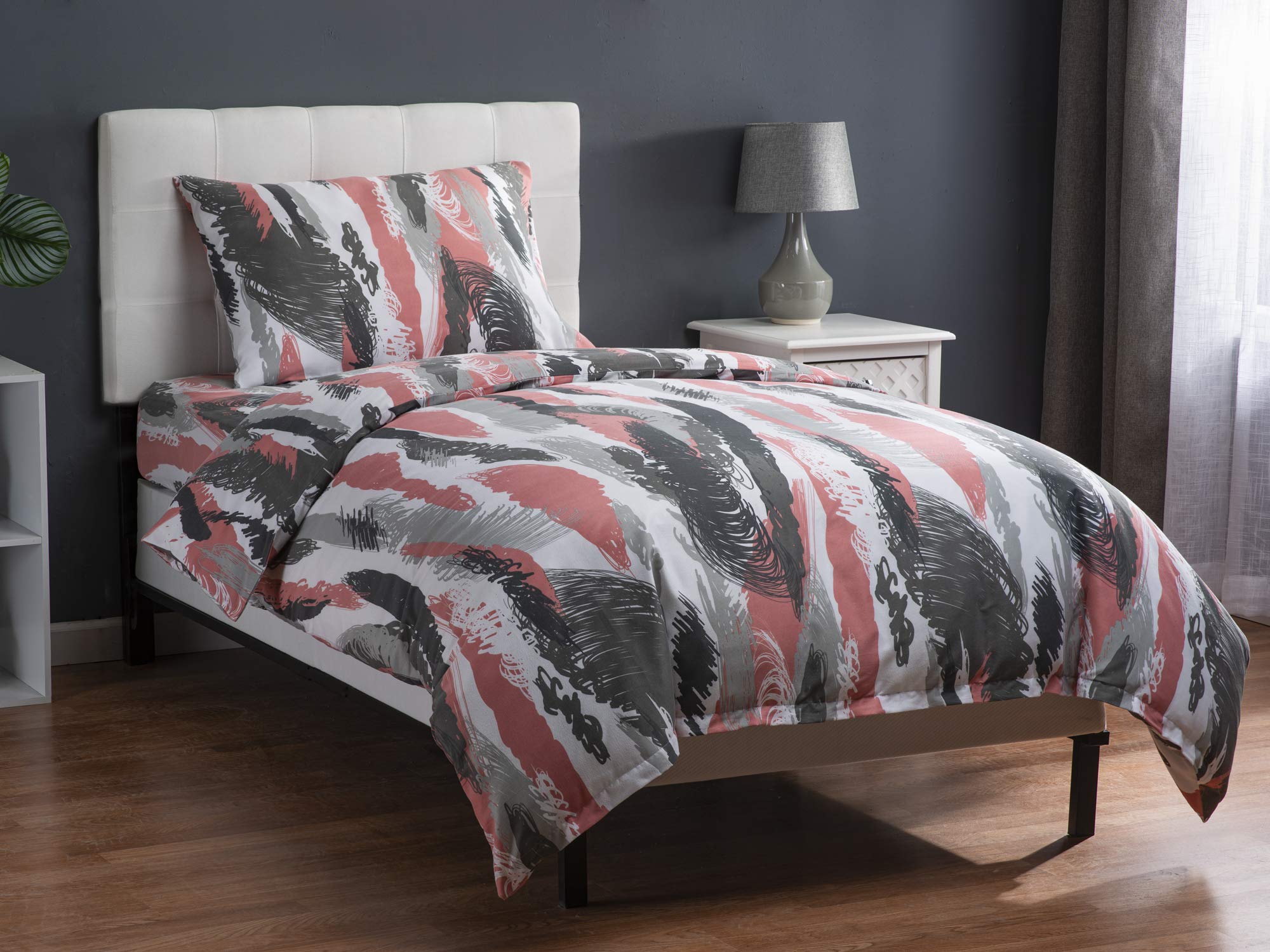 XLNT Twin Size 3-Piece Bedding Set - Soft Cotton Blend Duvet Cover, Bed Sheet & Pillowcase | Machine Washable | Feather Fusion Carissma Design | Perfect for Guest Rooms, Dorms & Cozy Bedrooms