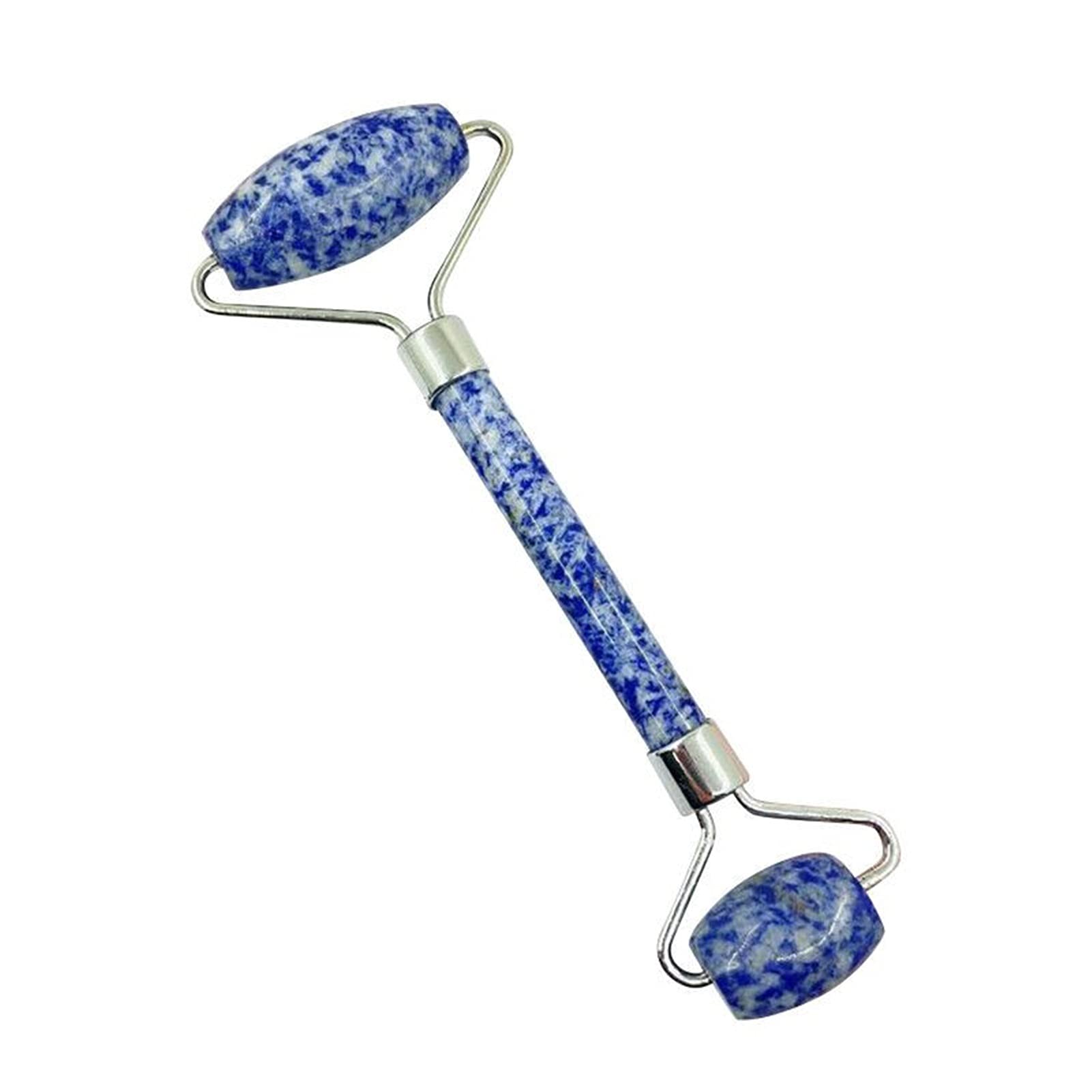 Premium Gua Sha Scraper Board with White Jade Roller - Blue Stone Facial Massage Tool Set for Skin Care & Anti-Aging | Includes Gua Sha Scraping Board & Face Roller | Perfect for Home Spa, Relaxation & Skincare Routine (Color: Blue)