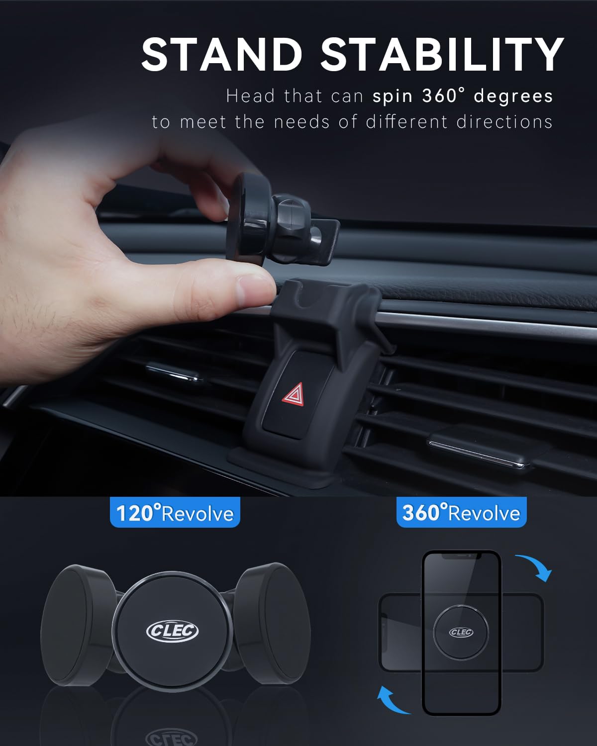 BEHAVE Strong Magnetic Phone Mount for Honda Civic 2016-2021 - Adjustable Air Vent Car Phone Holder Compatible with iPhone 14/13/12, Samsung Galaxy & Most Smartphones - Perfect for GPS Navigation & Hands-Free Driving