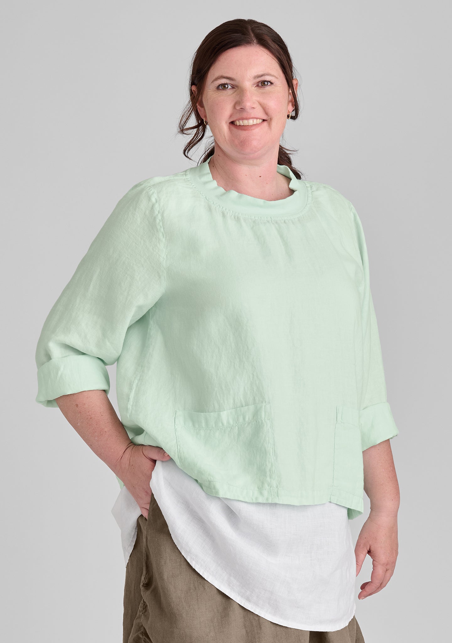 Women's Chelsea Pullover Long Sleeve Linen Shirt - Soft Breathable Casual Blouse for Spring & Summer Outfits