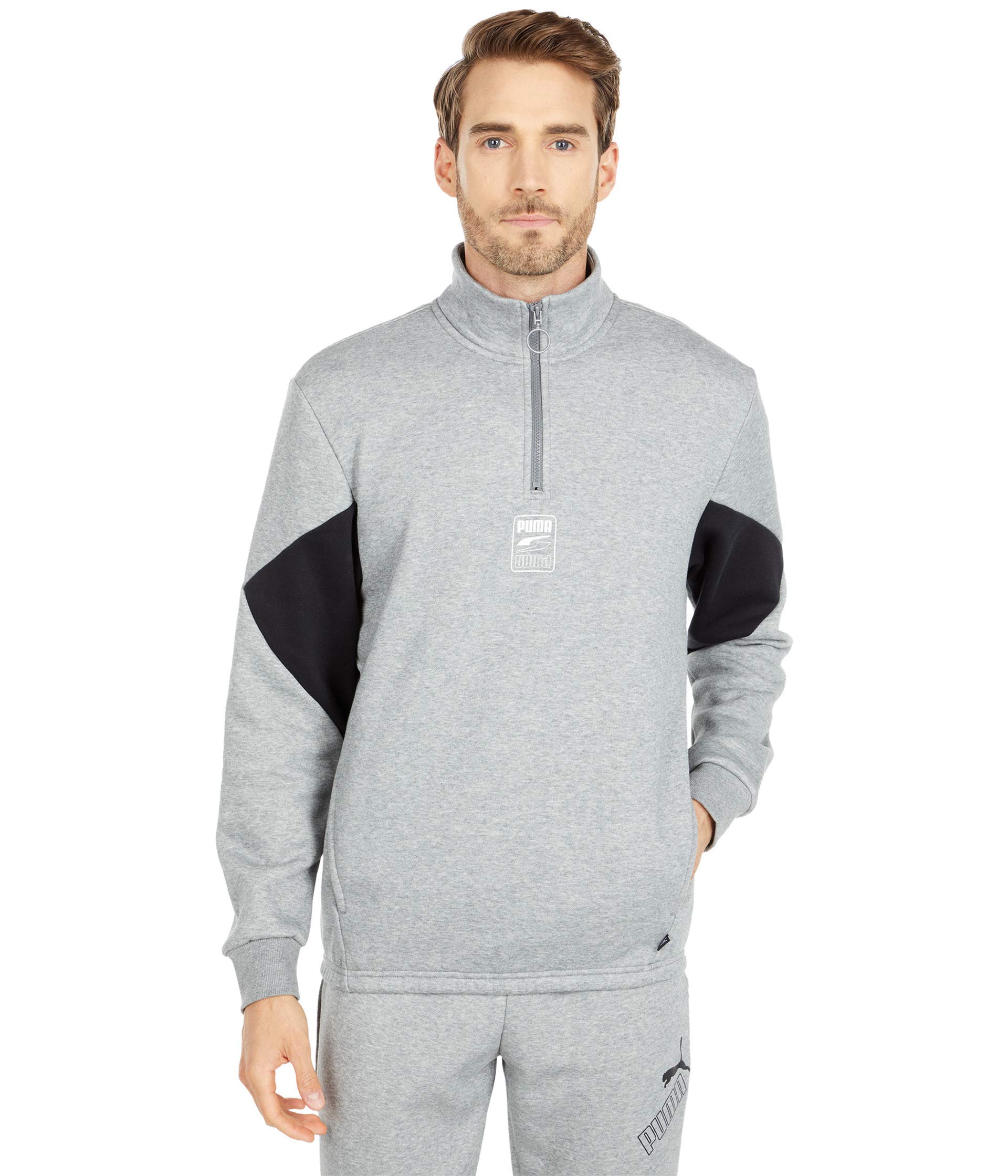 PUMA Men's Rebel Fleece Half Zip Pullover - Lightweight Athletic Hoodie for Running, Gym & Casual Wear