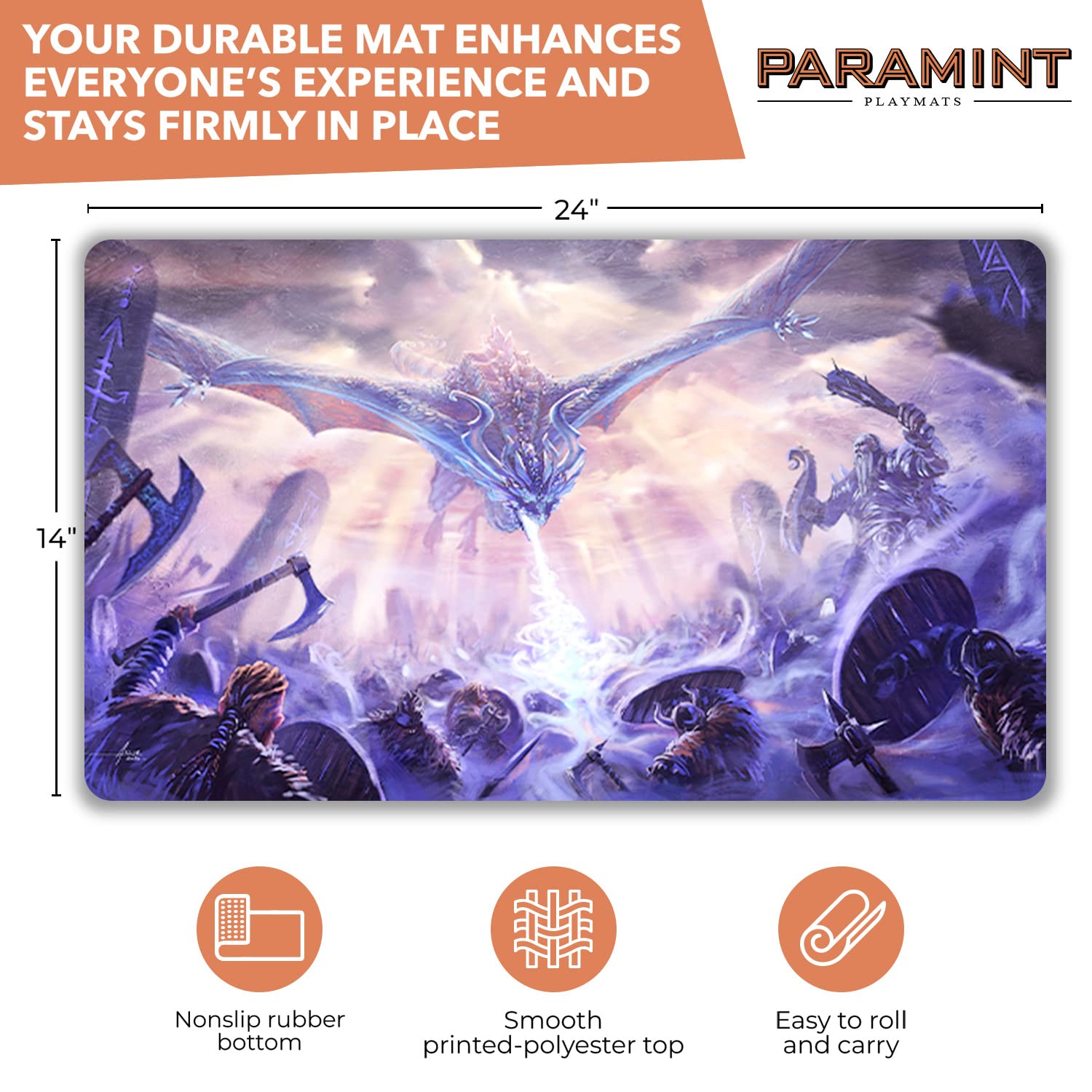Ice Dragon Stitched MTG Playmat by Asur Misoa - Magic The Gathering Compatible Gaming Mat for MTG, YuGiOh & TCG - Premium Original Art Playmat Accessories - Perfect for Card Game Tournaments & Casual Play