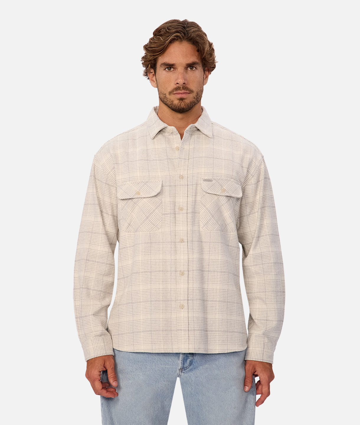Calais Long Sleeve Shirt in Light Grey Cream | Premium Cotton Casual Wear for Men | Perfect for Office, Date Night & Outdoor Activities