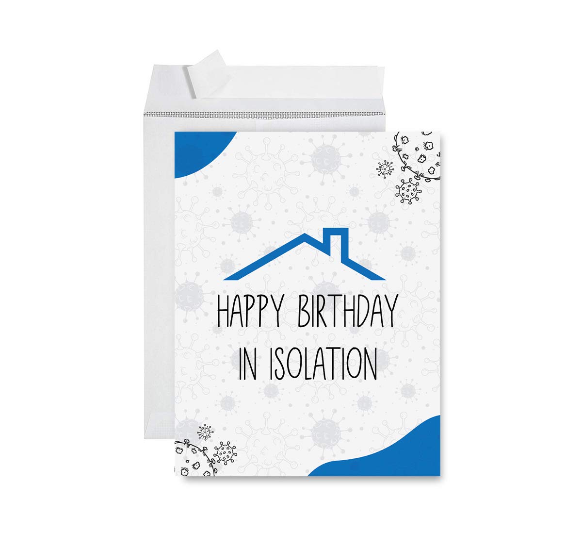 Funny Social Distance Birthday Card - 8.5 x 11 Inch Jumbo Greeting Card for Him or Her - Andaz Press Happy Birthday in Isolation Card - Perfect for Virtual Parties & Safe Celebrations - 1-Pack