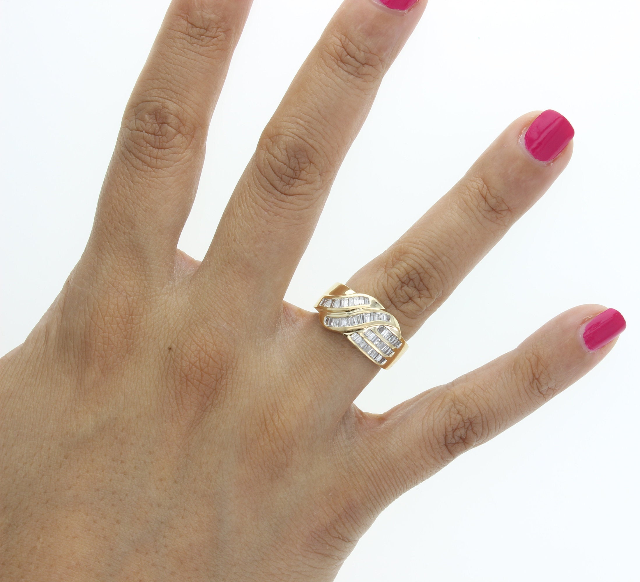 1.00cttw Baguette Diamond Cocktail Ring in 14K Yellow Gold | Elegant Party & Evening Wear Jewelry for Women