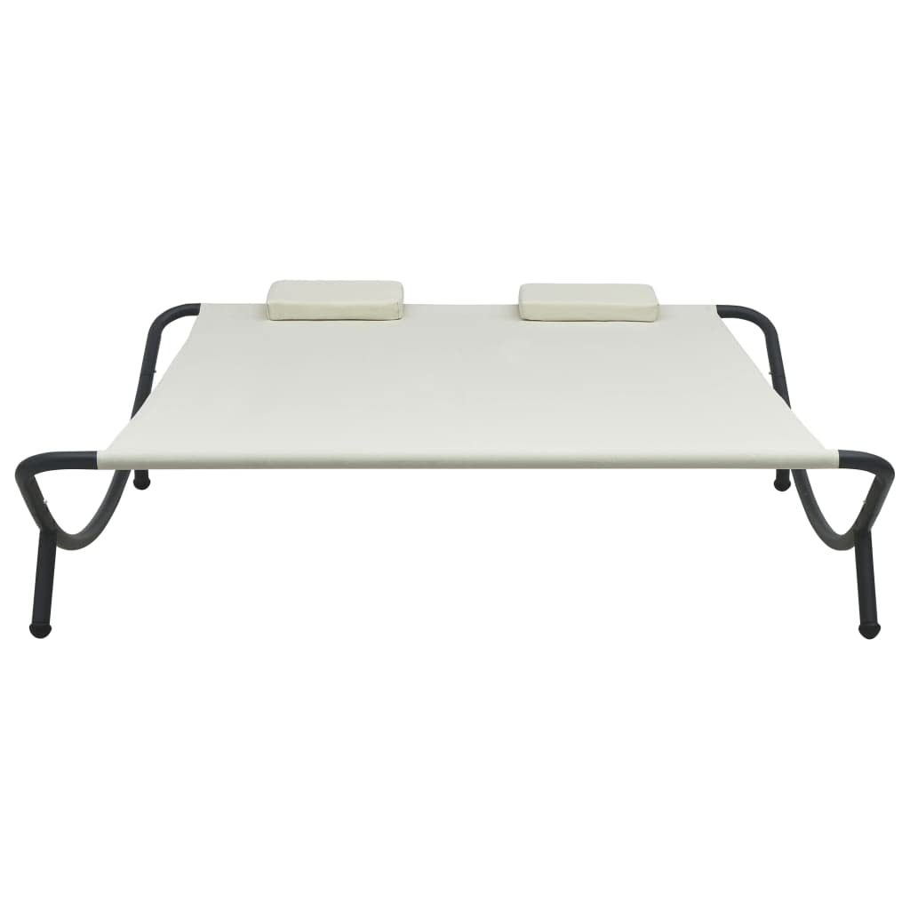 Outdoor Patio Lounge Bed with Cream Fabric - Perfect for Backyard Relaxation, Poolside Lounging, and Sunbathing