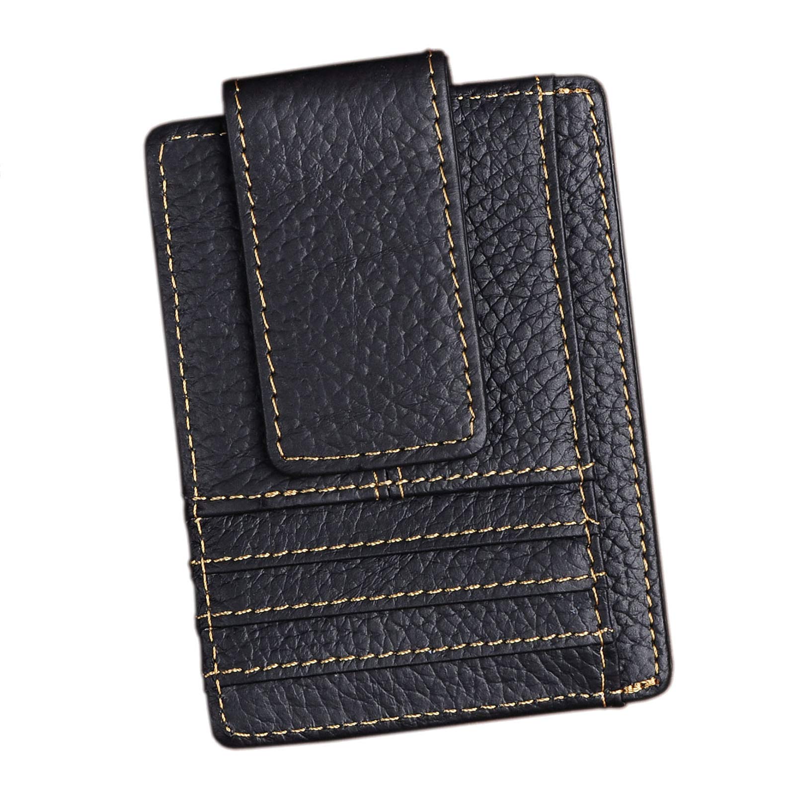 Genuine Leather Magnetic Money Clip Wallet - Slim RFID Blocking Credit Card Holder for Men - Perfect for Travel, Business & Everyday Use