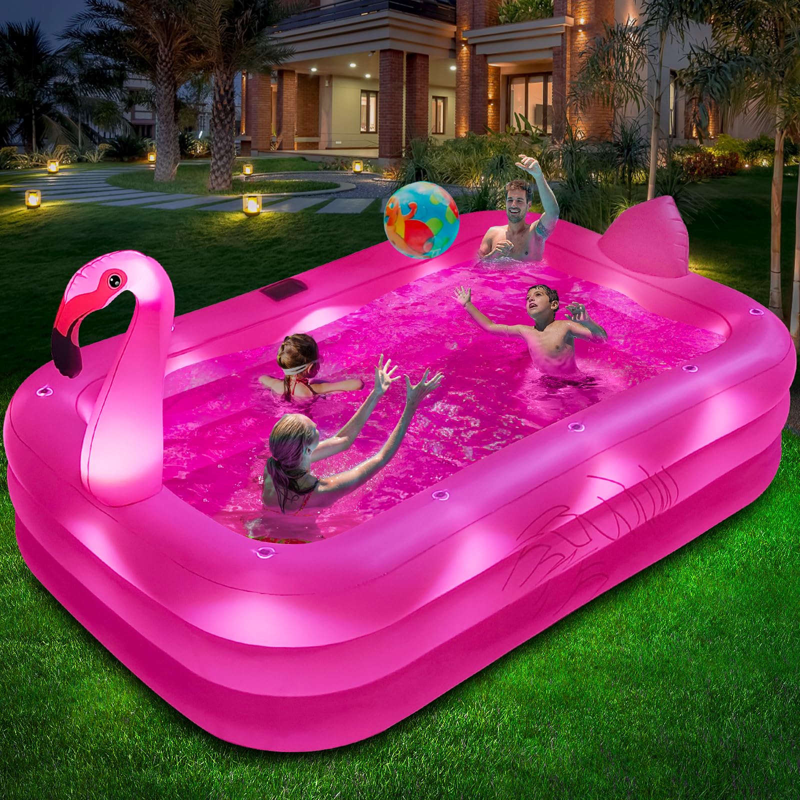 **Solar-Powered Inflatable Pool with LED Lights - 100