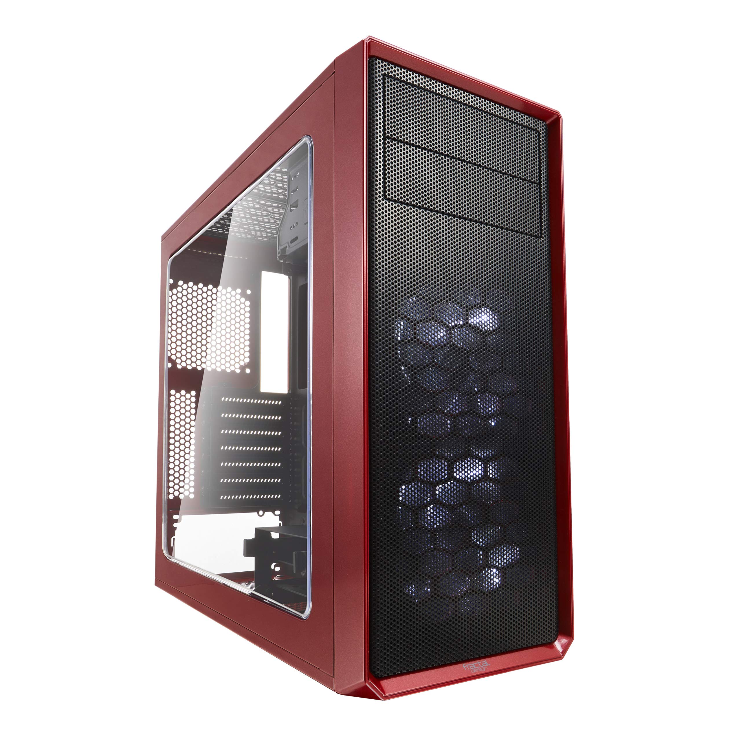 Fractal Design Focus G Mid Tower ATX Computer Case - High Airflow Gaming PC Case with 2X Silent LL Series 120mm White LED Fans, USB 3.0 & Window Side Panel (Red) - Perfect for Gaming Rigs & High-Performance PC Builds