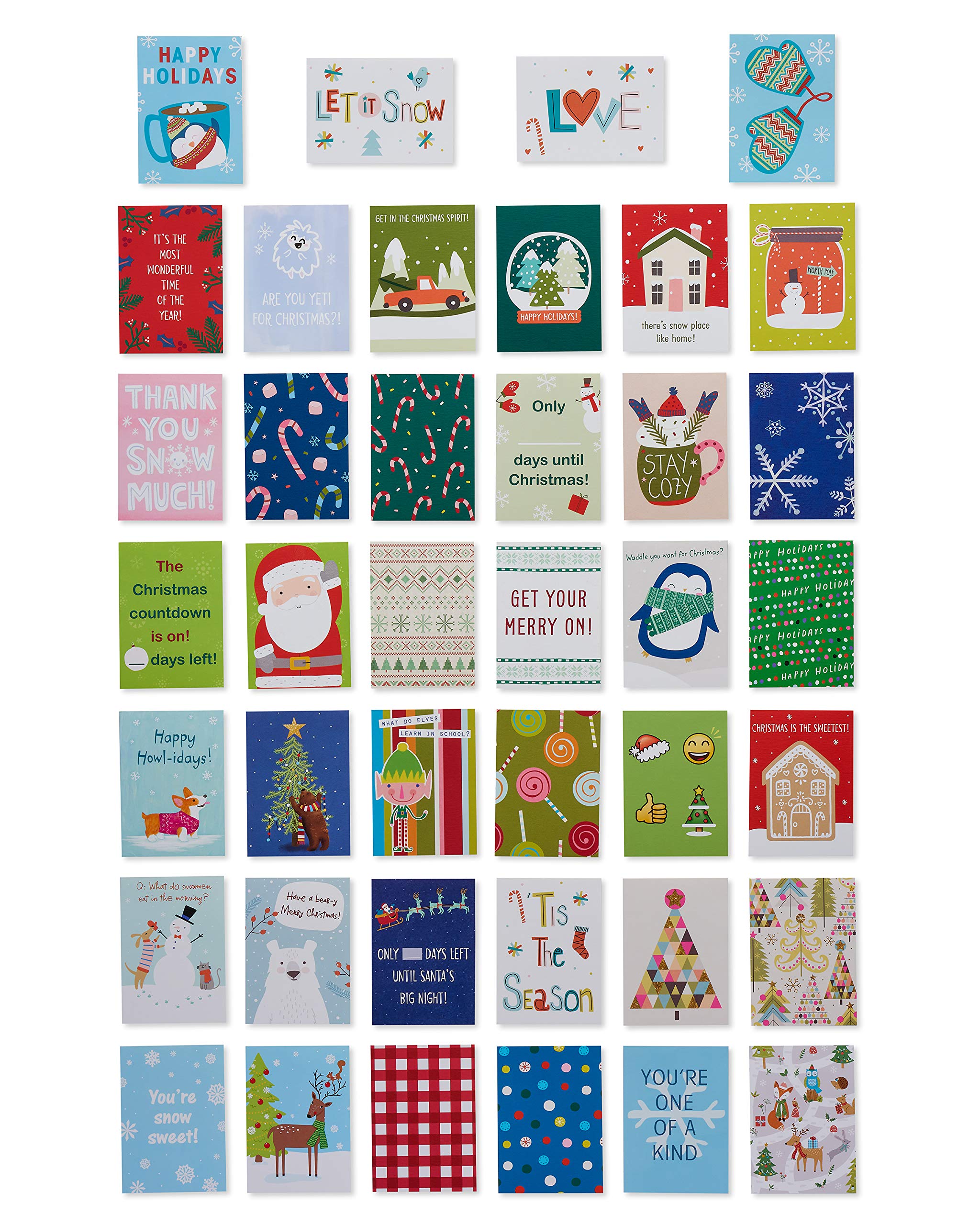 40-Count American Greetings Mini Christmas Cards for Kids - Holiday Cheer Lunchbox Notes, Classroom Gifts & Stocking Stuffers