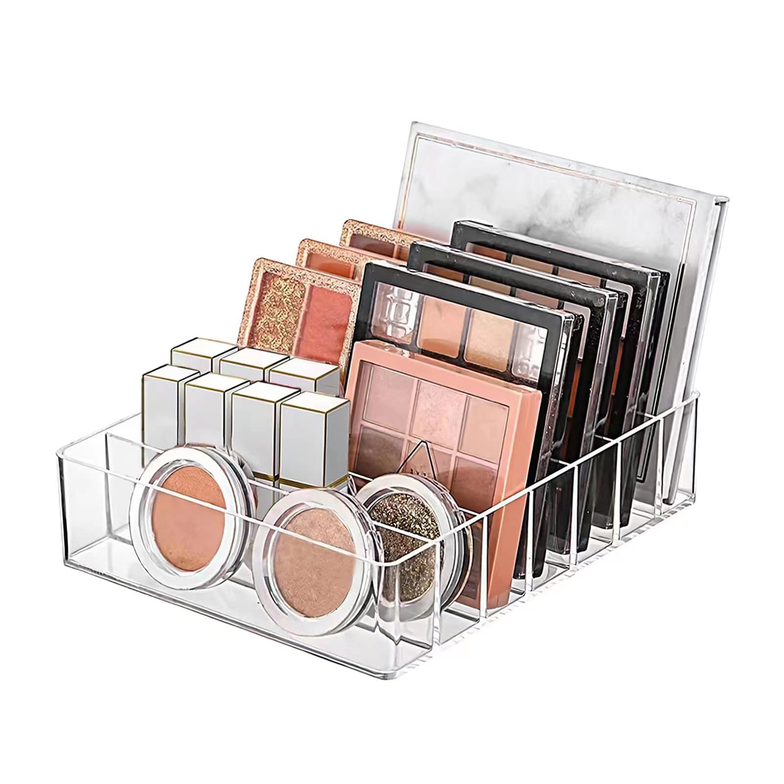 Modern 7-Section Makeup Organizer for Eyeshadow Palette & Lipstick Storage - Vanity Drawer & Countertop Cosmetic Organizer (7.48