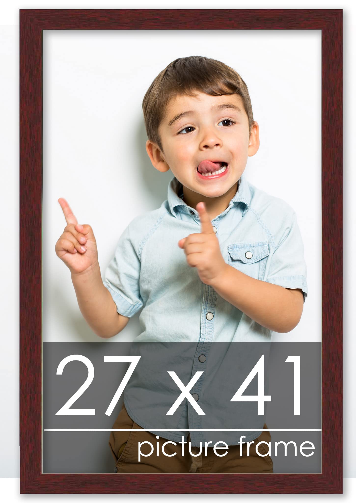 27x41 Modern Minimalist Brown Wood Picture Frame - Solid Wood Poster Frame with UV Acrylic, Foam Backing & Hanging Hardware - Perfect for Home Decor, Office Art Display & Gallery Wall Decorations