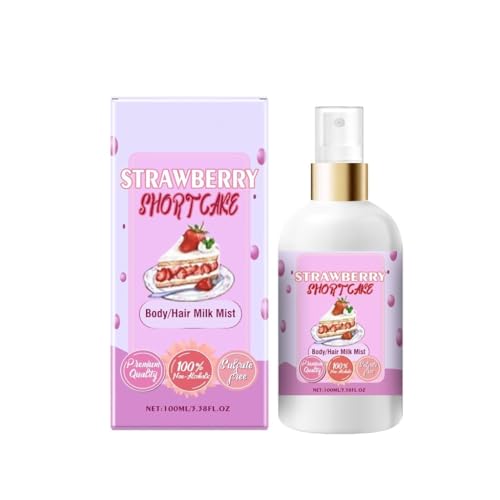 Vanilla Cream Puff & Strawberry Shortcake Body Milk Mist - Long Lasting Hydrating Body Spray & Hair Milky Mist | Natural Moisturizing Lotion for Dry Skin & Frizz-Free Hair | Perfect for Daily Hydration, Post-Shower Care & On-The-Go Refreshment