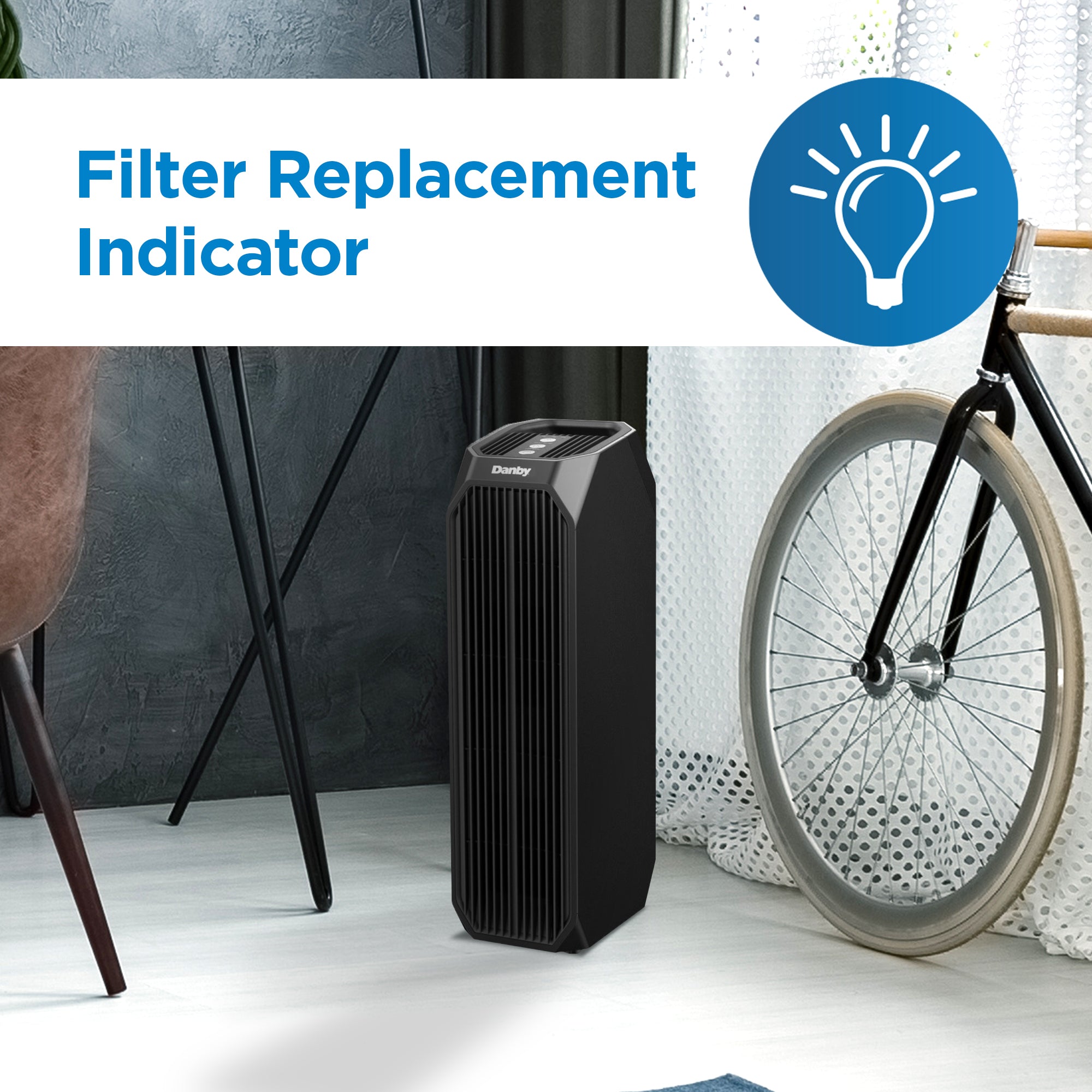 Danby DAP143BAB UV Air Purifier for Home & Office - Covers up to 210 sq. ft. - Black - Eliminates Allergens, Dust & Odors - Perfect for Bedrooms, Living Rooms & Small Spaces