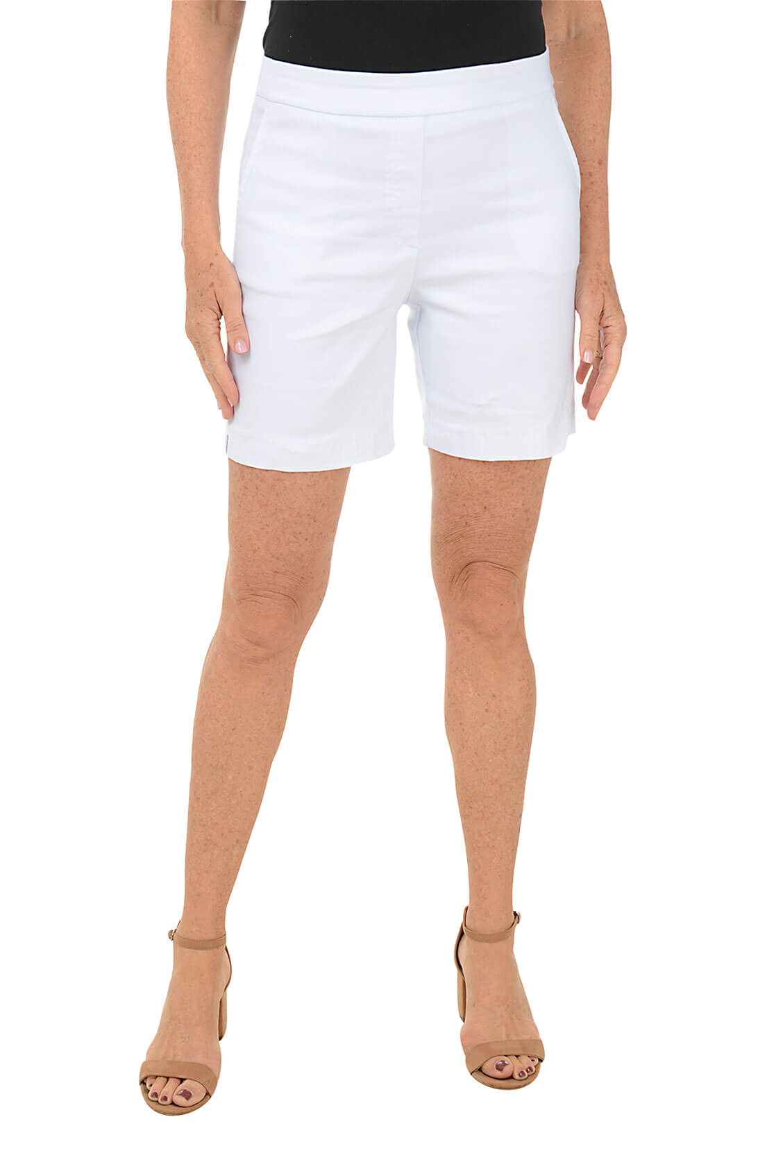 Classic Side Slit Pull On Shorts for Women - Comfortable Stretchy High Waist Lounge Shorts - Perfect for Yoga, Running, and Summer Outfits