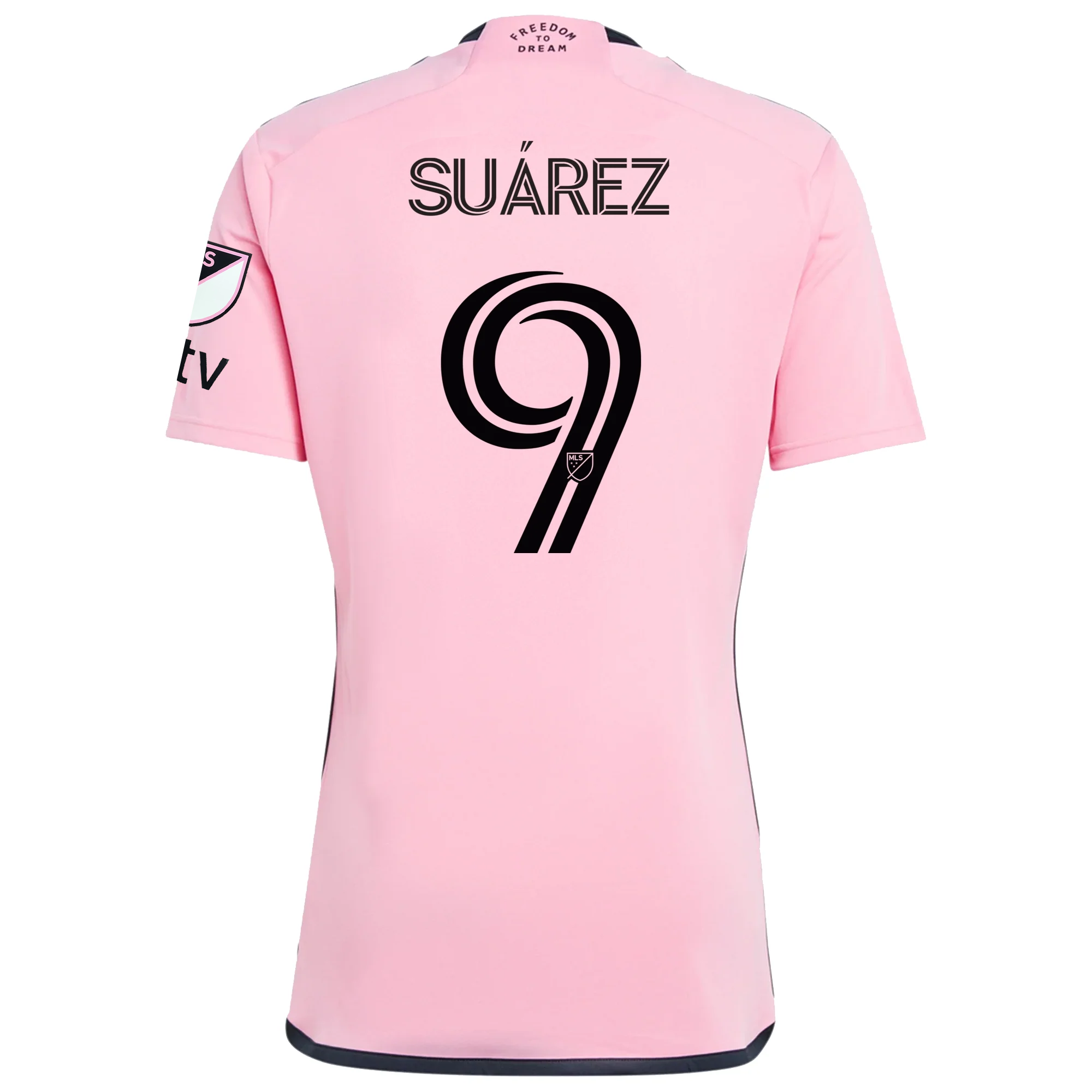Adidas Inter Miami CF Luis Suarez 2024/25 Home Jersey with MLS & Apple TV Patches - Royal Caribbean & Easy Pink - Perfect for Soccer Matches, Fan Events & Gift Giving