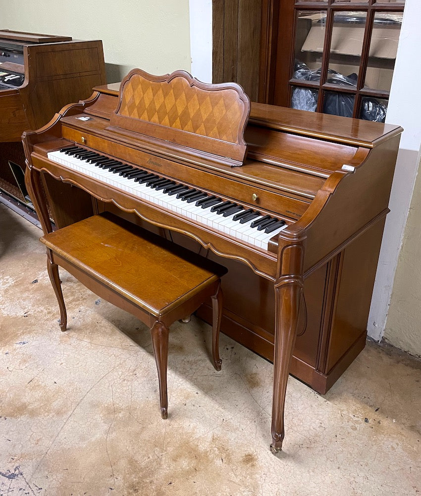 Baldwin 32 Spinet Piano in Satin Walnut Finish - Compact Upright Piano for Small Spaces, Home, Studio & Beginner Musicians