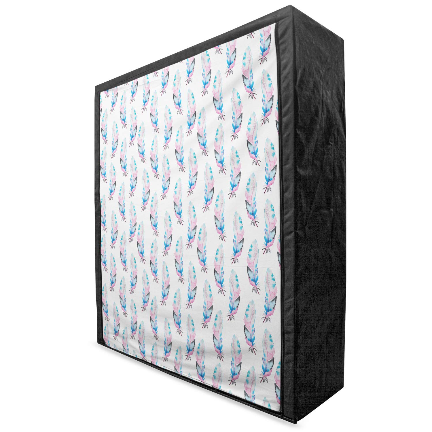 Ambesonne Vintage Boho Feather Fabric Wardrobe - Portable Clothing Organizer with Shelves, 59
