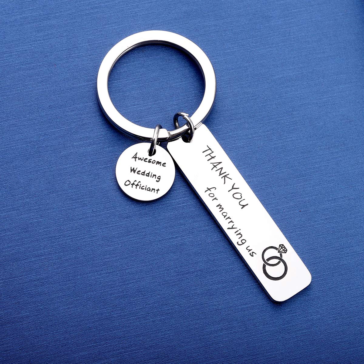 Wedding Officiant Gift Keychain - Thank You for Marrying Us - Personalized Officiant Appreciation Gift - Bridal Party Gift for Pastor, Priest or Minister - Perfect for Wedding Ceremonies & Officiant Thank You Gifts