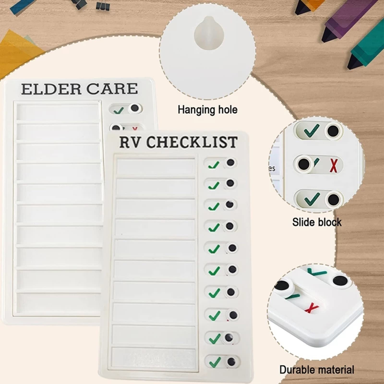 Adjustable Multi-Purpose Wall Hanging Checklist Memo Board - Perfect for RV, Home, School Classroom & Elder Care Organization - Ideal for Daily Tasks, Chores, Reminders & Family Schedules