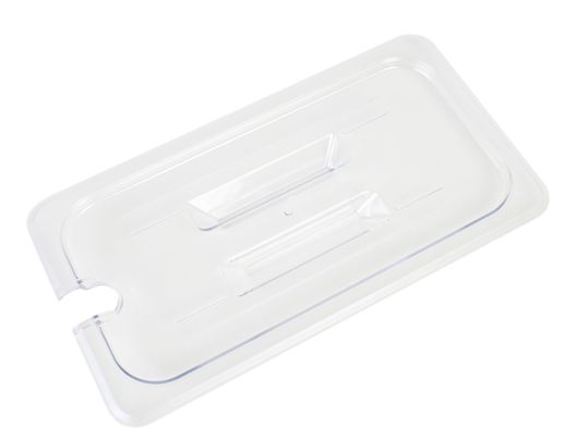 Thunder Group PLPA7130CS Clear 1/3 Size Slotted Food Pan Lid - Durable Plastic Cover for Commercial Buffets, Catering, and Food Storage