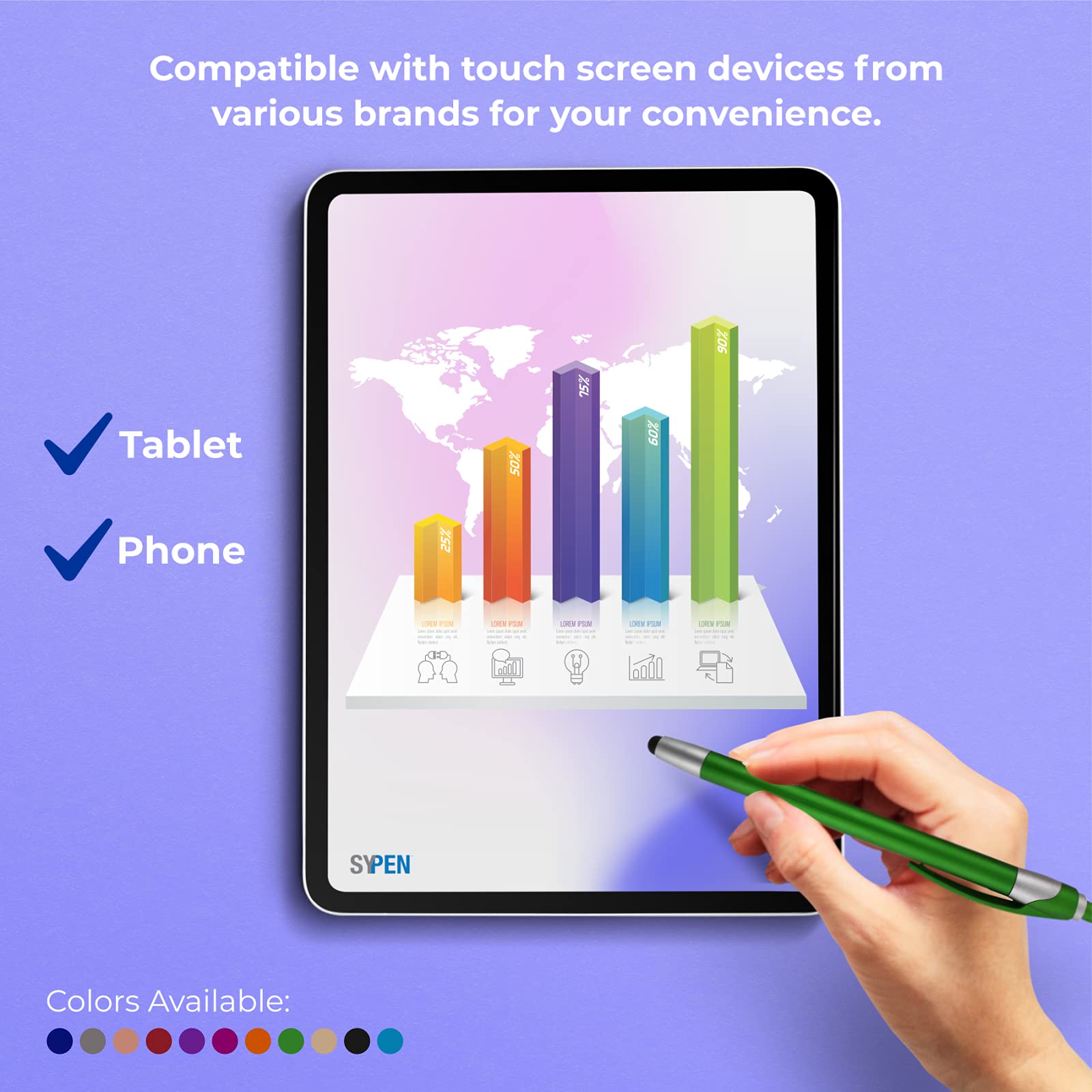 Custom Logo Pens Bulk 450 Pack - 2-in-1 Stylus & Ballpoint Pen for Touchscreens (Blue Ink) - Perfect for Corporate Gifts, Trade Shows, Promotional Events & Business Marketing