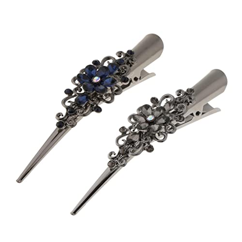 2 Pack Rhinestone Hair Alligator Clips for Women - Sparkling Hair Accessories for Parties, Weddings & Everyday Style (Silver & Gold)