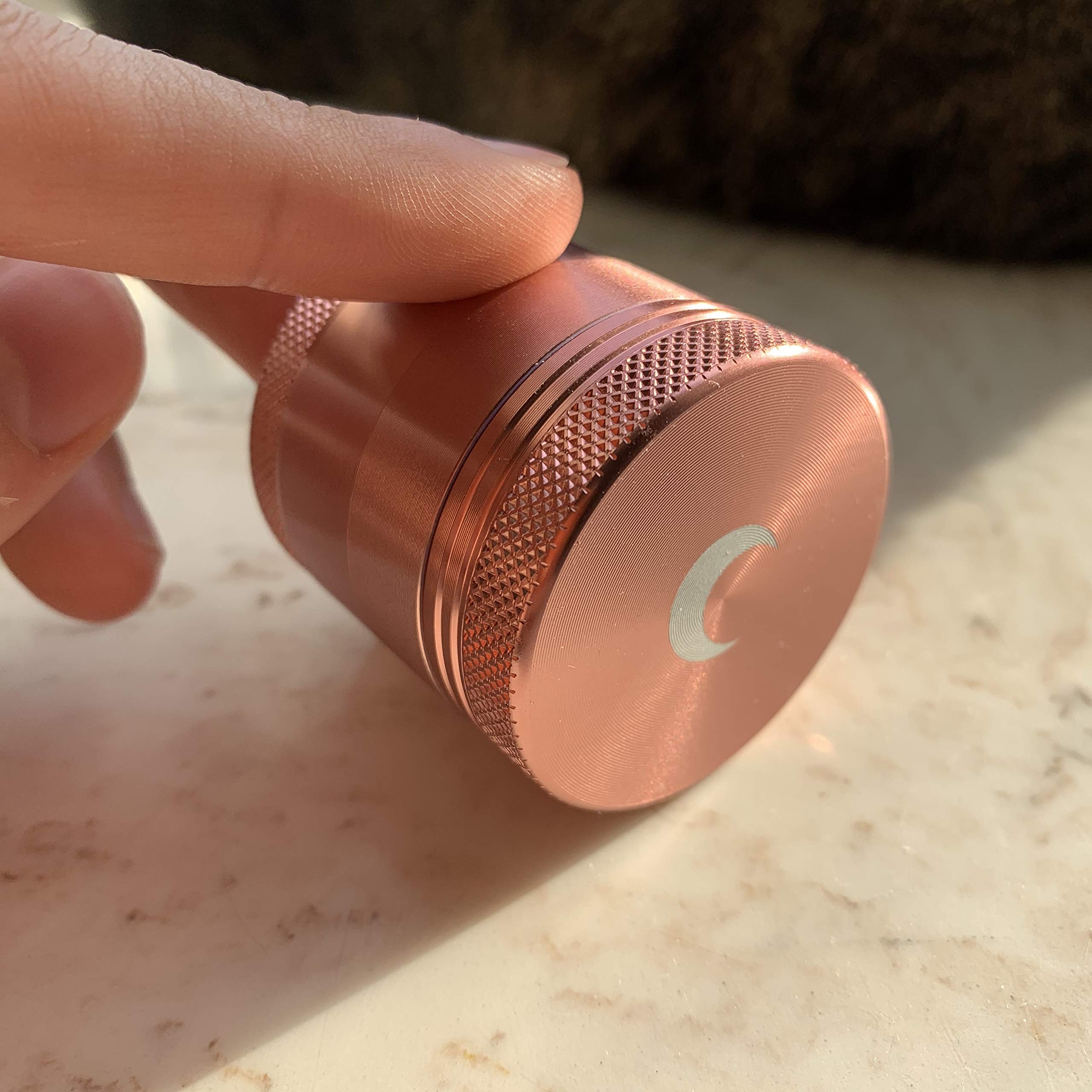 Brando Moon 1.6 Inch Rose Gold Manual Kitchen Crusher - Perfect for Grinding Spices, Nuts & Herbs in Small Kitchens & Camping Trips