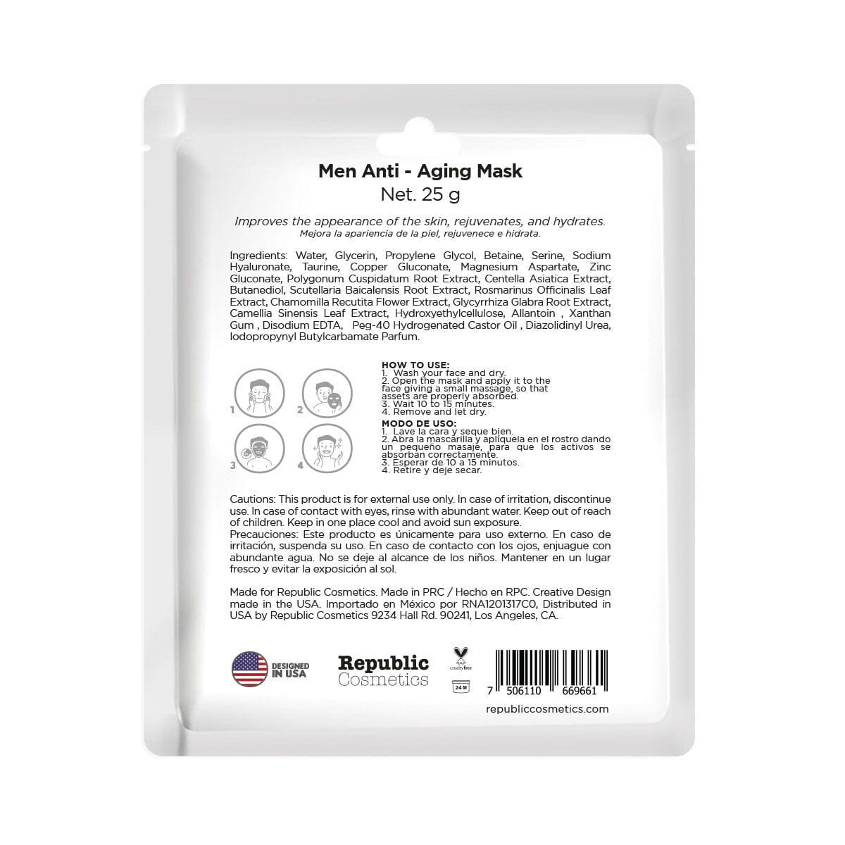 Yaab Beauty Anti-Aging Face Mask for Men - Hydrating & Firming Skincare Treatment for Wrinkles & Fine Lines - Perfect for Daily Use & Nighttime Routine