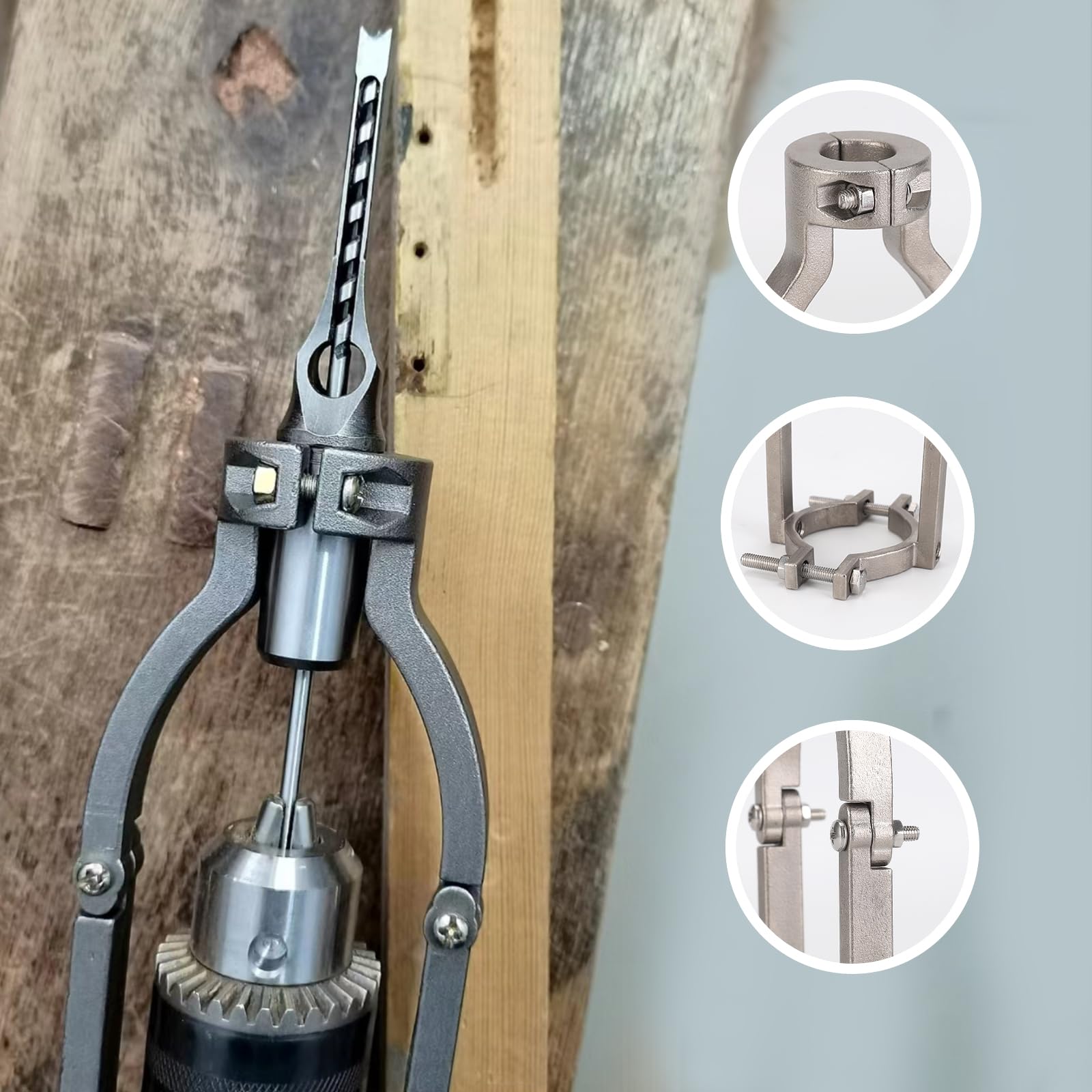 Square Hole Drill Bit Adapter for Woodworking - Mortising Attachment Compatible with Drill Press & Hand Press - Quick Install/Remove Square Hole Drill Bits - Perfect for Mortise and Tenon Joinery, Cabinet Making & Furniture Building