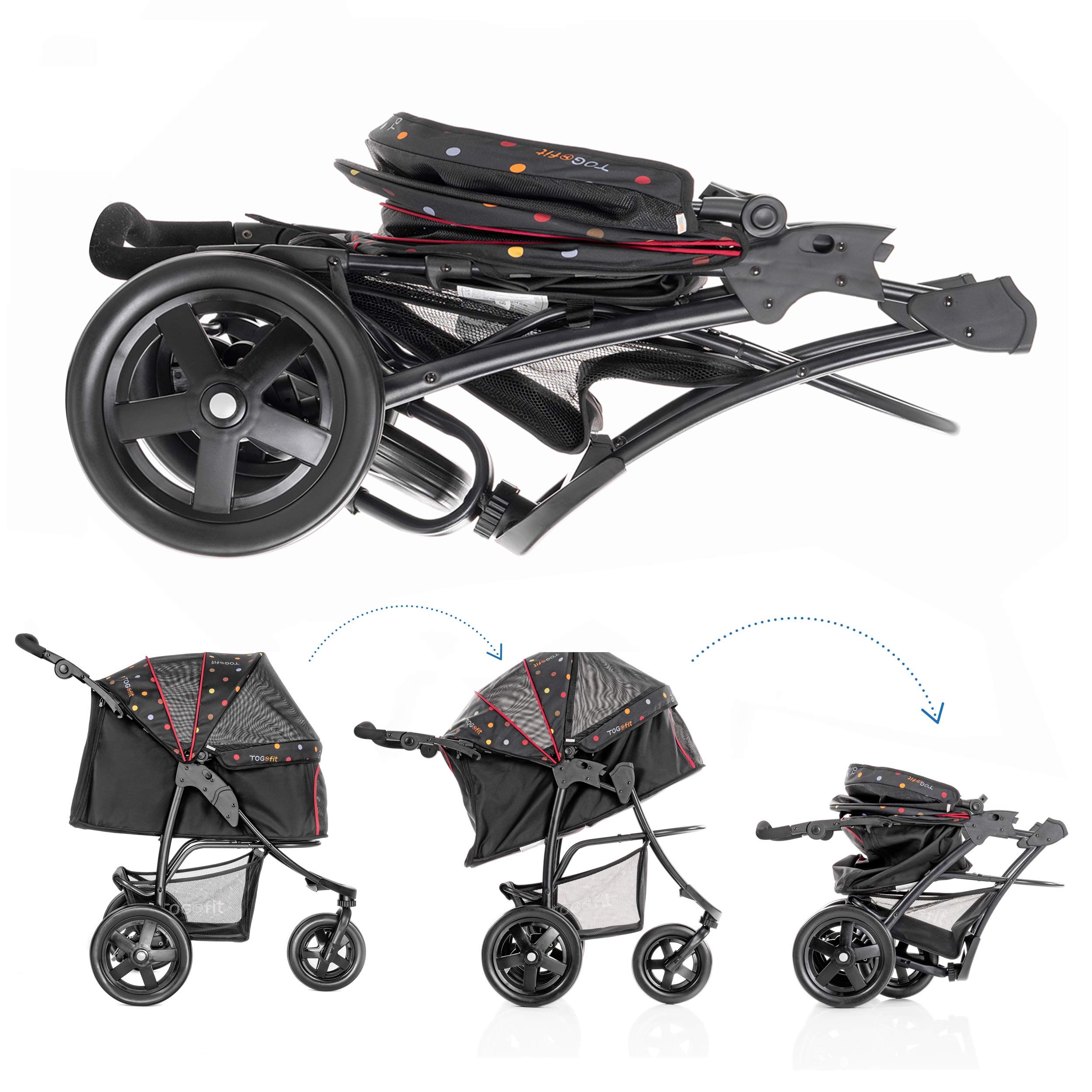 Hauck TOGfit Pet Roadster Luxury Foldable Dog Stroller for Small Dogs, Cats & Senior Pets - 6 Inch Wheels, Breathable Mesh Fabric - Perfect for Walking, Shopping & Outdoor Adventures